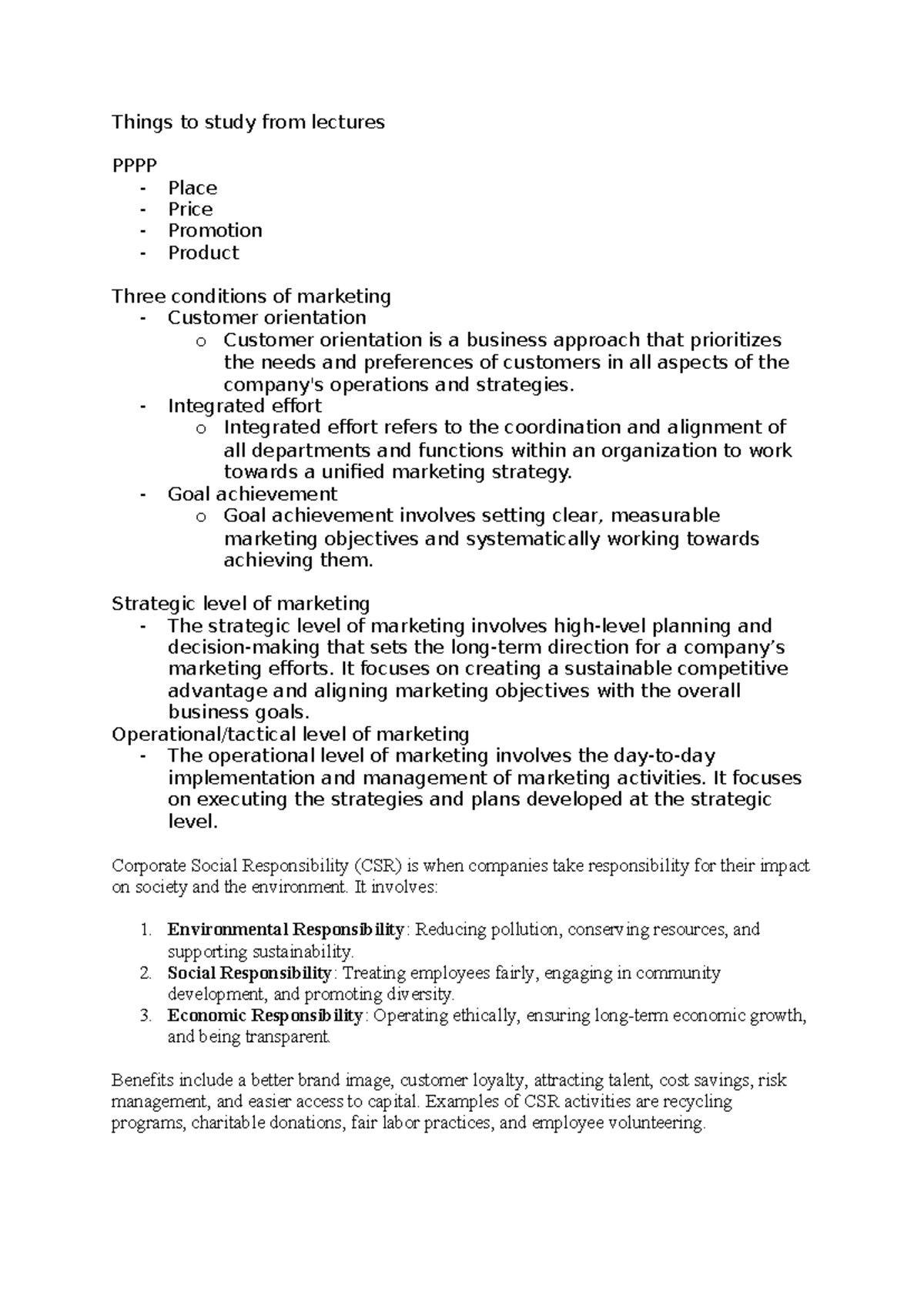 Marketing Lecture Notes: Key Concepts and Strategies (MKT101) - Studeersnel