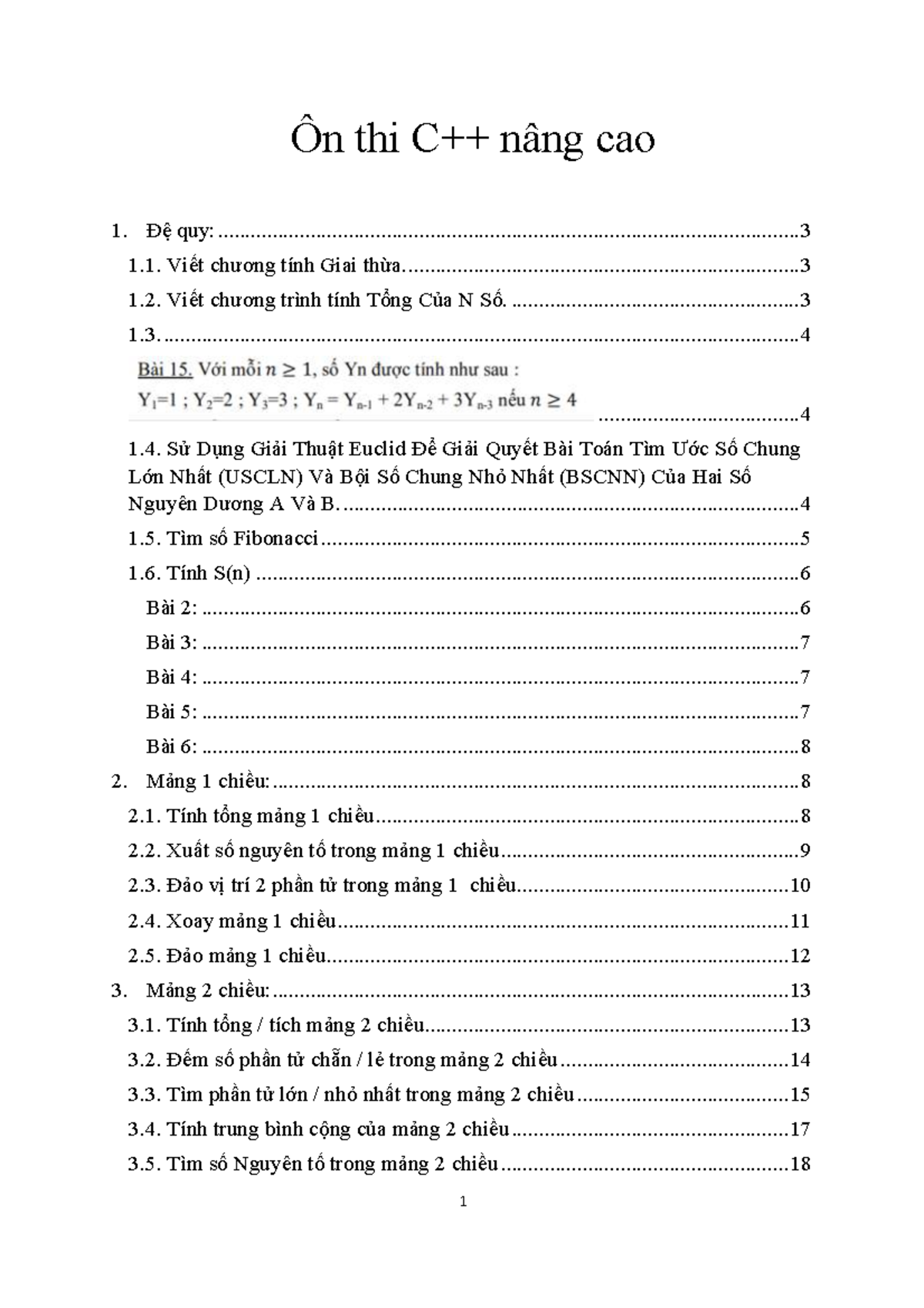 Ôn thi C++ nâng cao - Đệ quy và Cấu trúc dữ liệu - Studocu