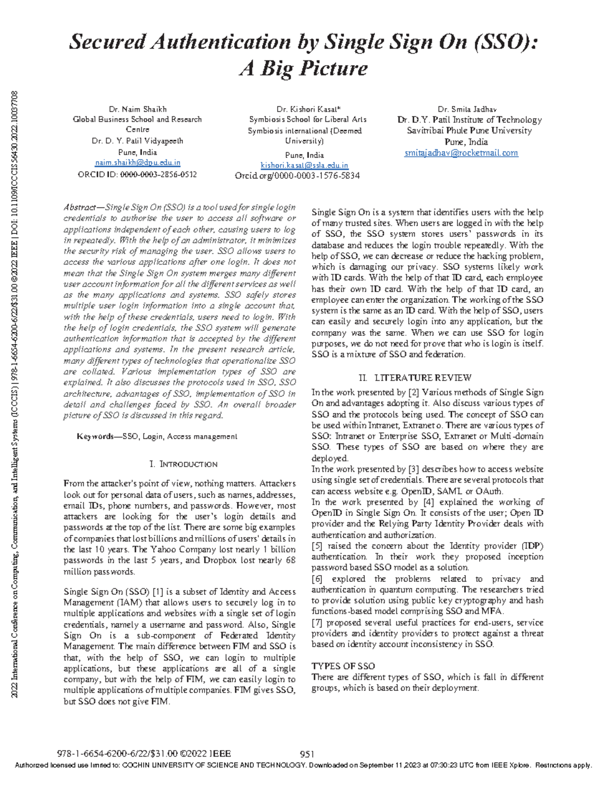 Secured Authentication via Single Sign-On (SSO): A Comprehensive ...
