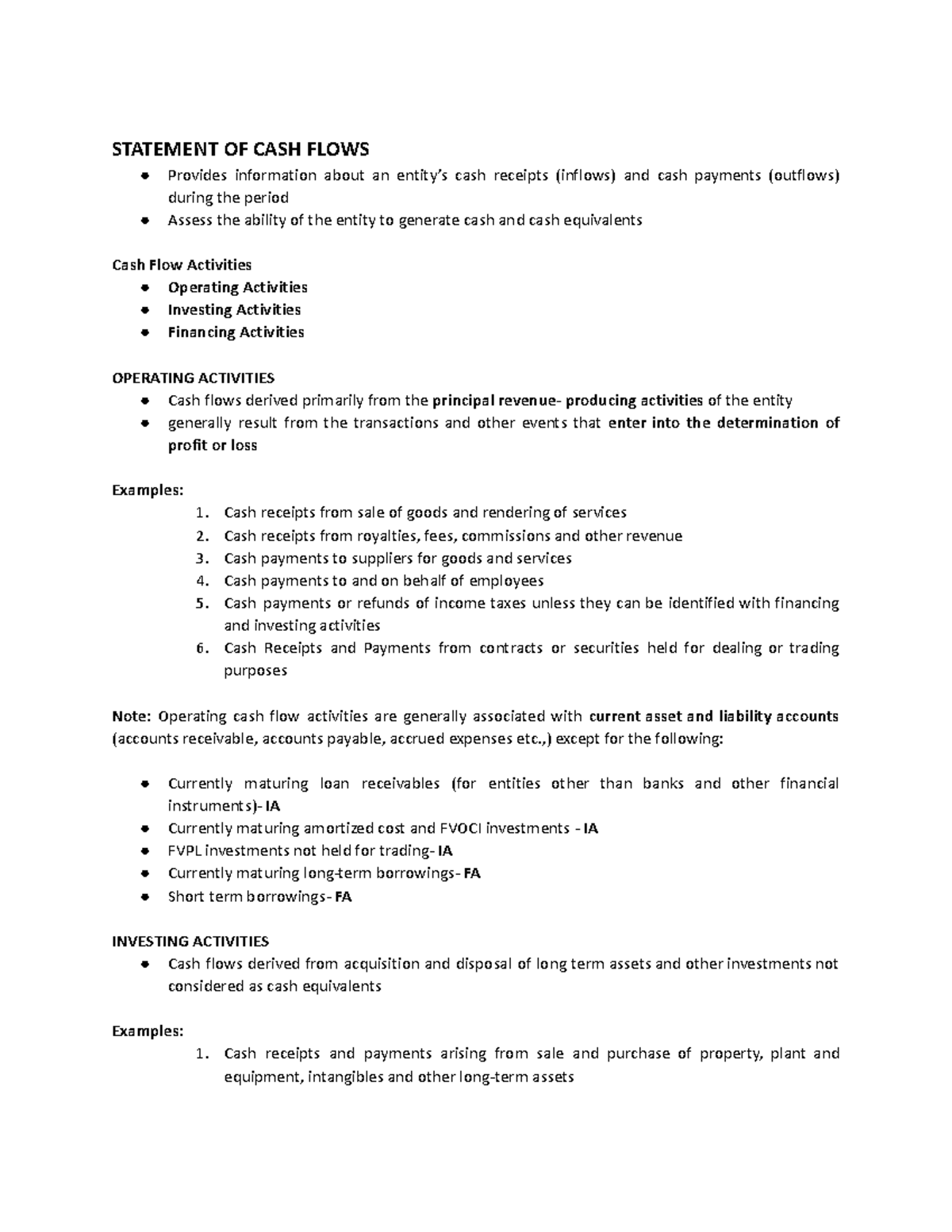 Chapter 6: SCF Lecture Notes on Cash Flow Activities and Methods - Studocu