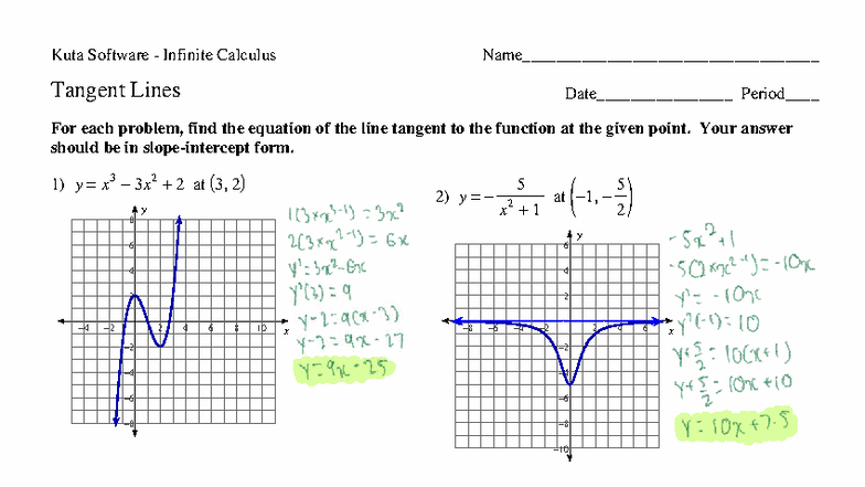 04 - Tangent Lines - Math Homework Notes (Kuta Software) - Studocu