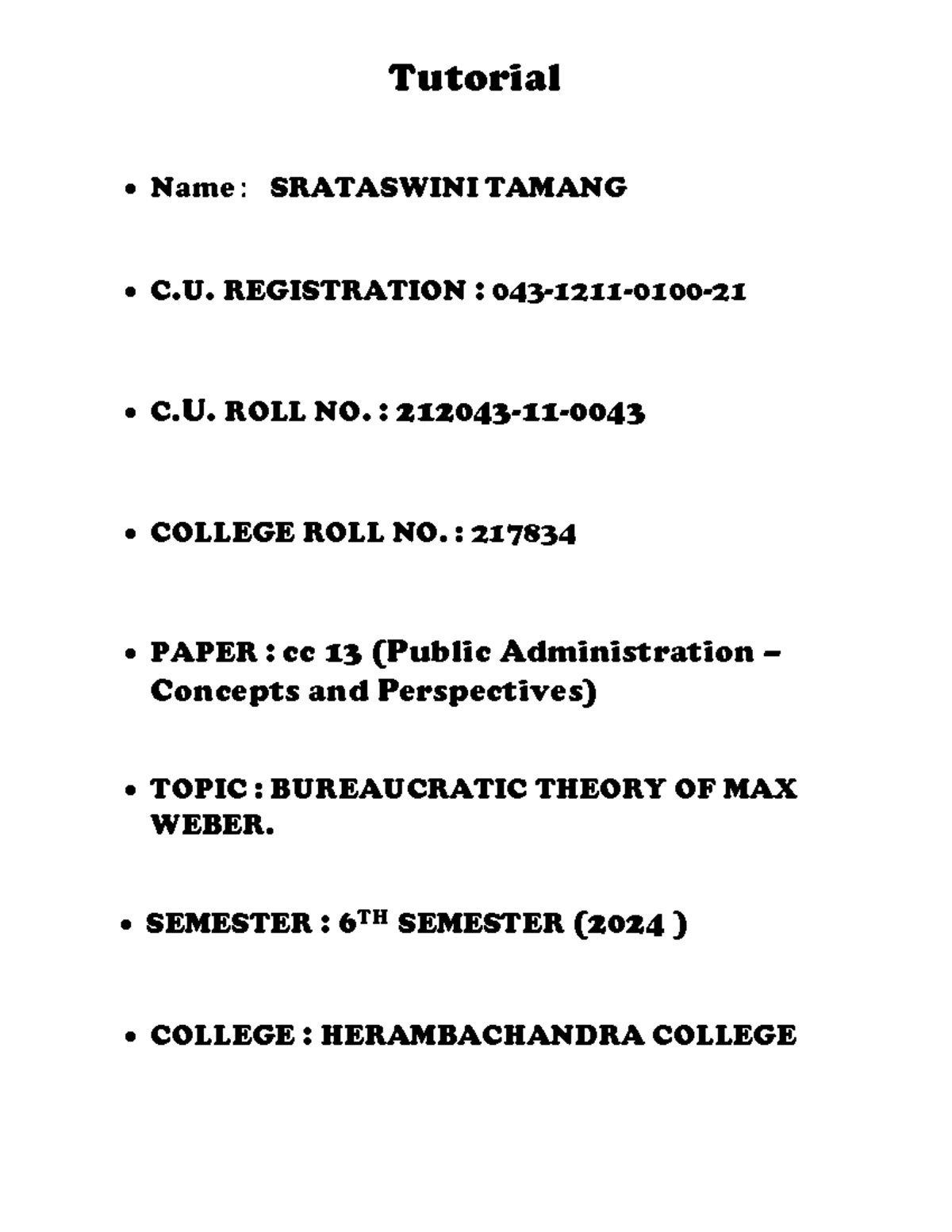 Cc13 - Public Administration: Max Weber's Bureaucratic Theory Analysis ...