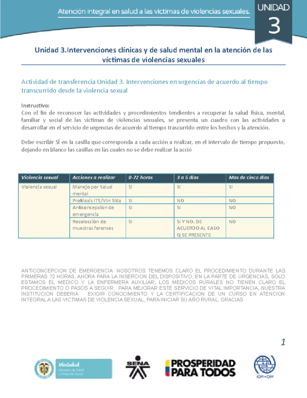 Taller actividad 1 violencia sexual sena - Unidad 1. Marco conceptual y ...