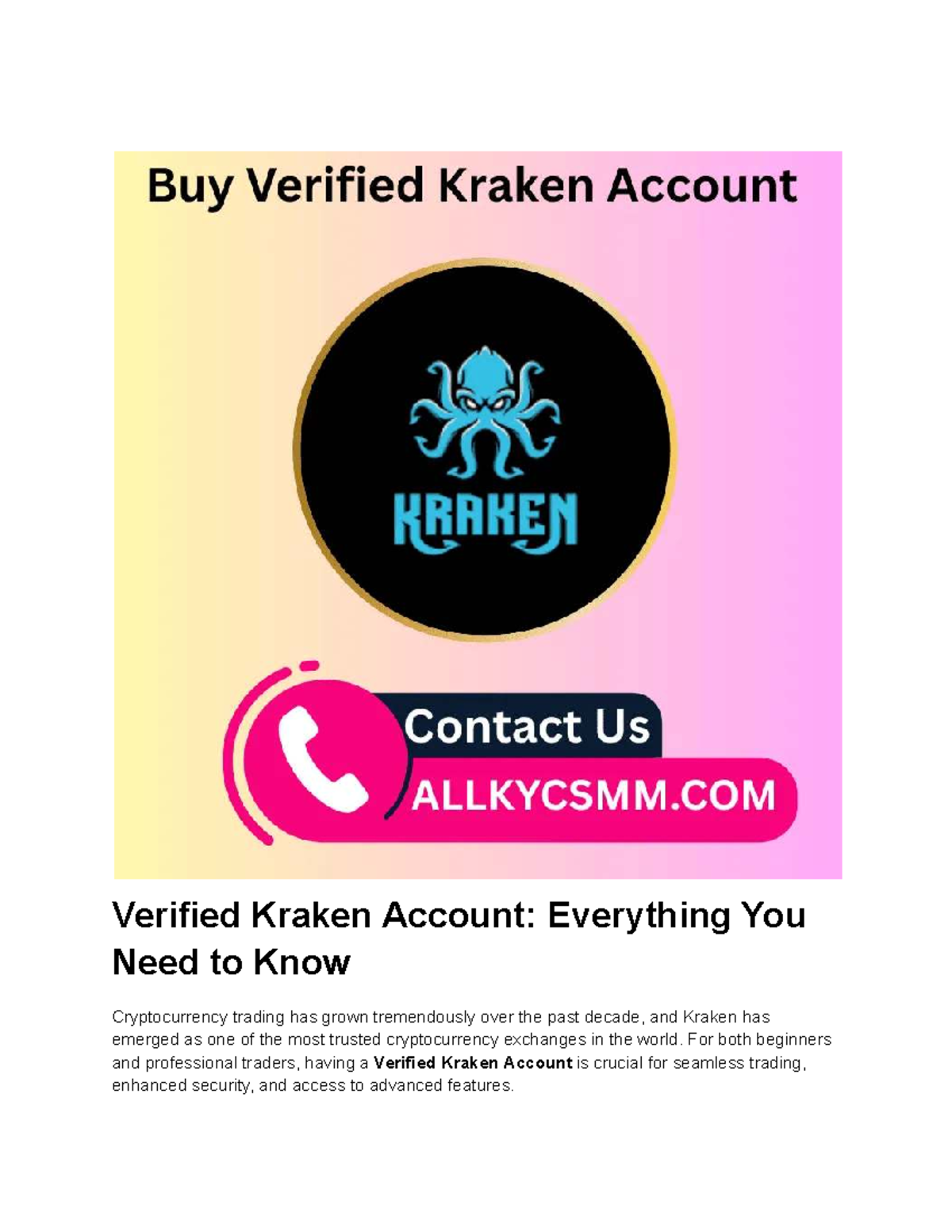 Verified Kraken Account Guide: Essential Steps & Benefits - Studocu