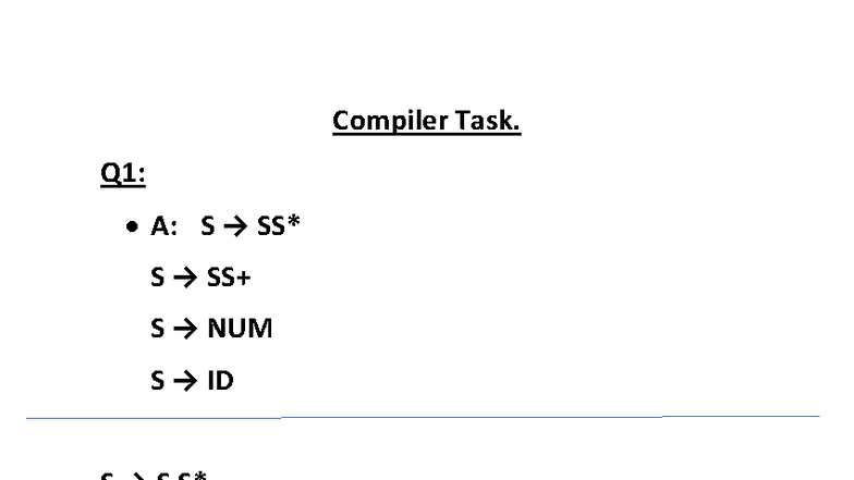 Compiler Task - Regular Expressions and Syntax Analysis - Studocu