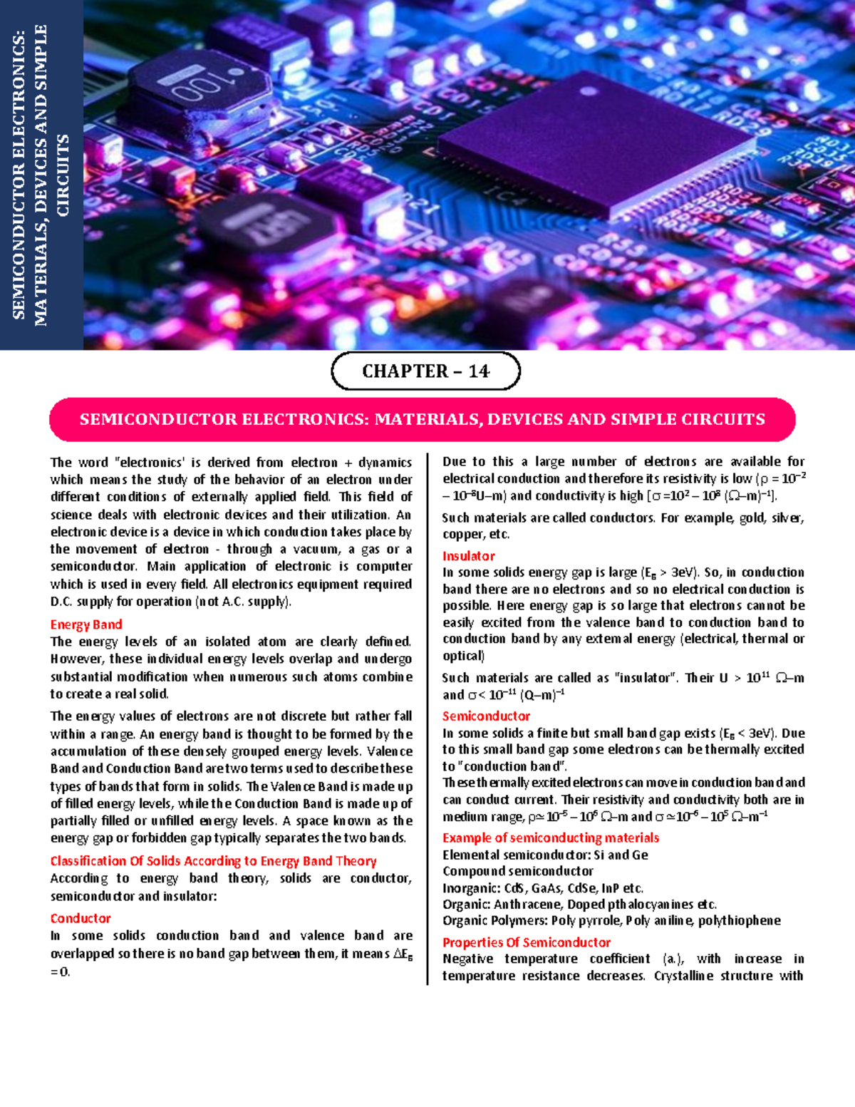 CUET SEMICONDUCTOR ELECTRONICS: MATERIALS, DEVICES & CIRCUITS CHAPTER ...