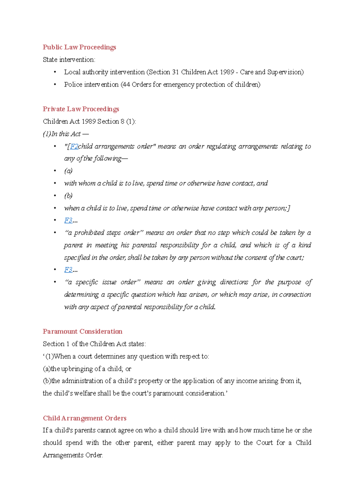 Private Law Children: Overview of Child Arrangements & Court Orders ...