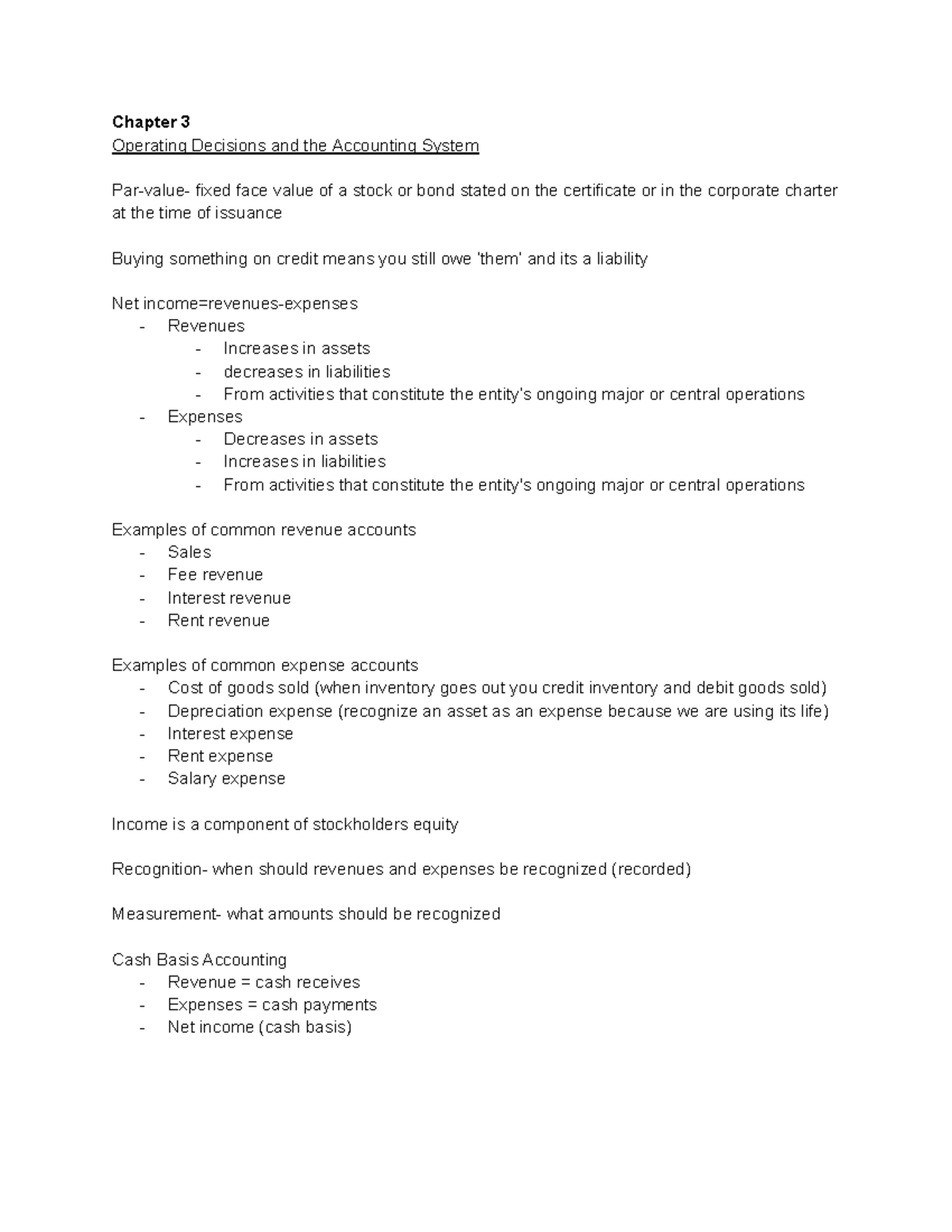 ACCT 101: Chapter 3 - Operating Decisions & Accounting System Notes ...