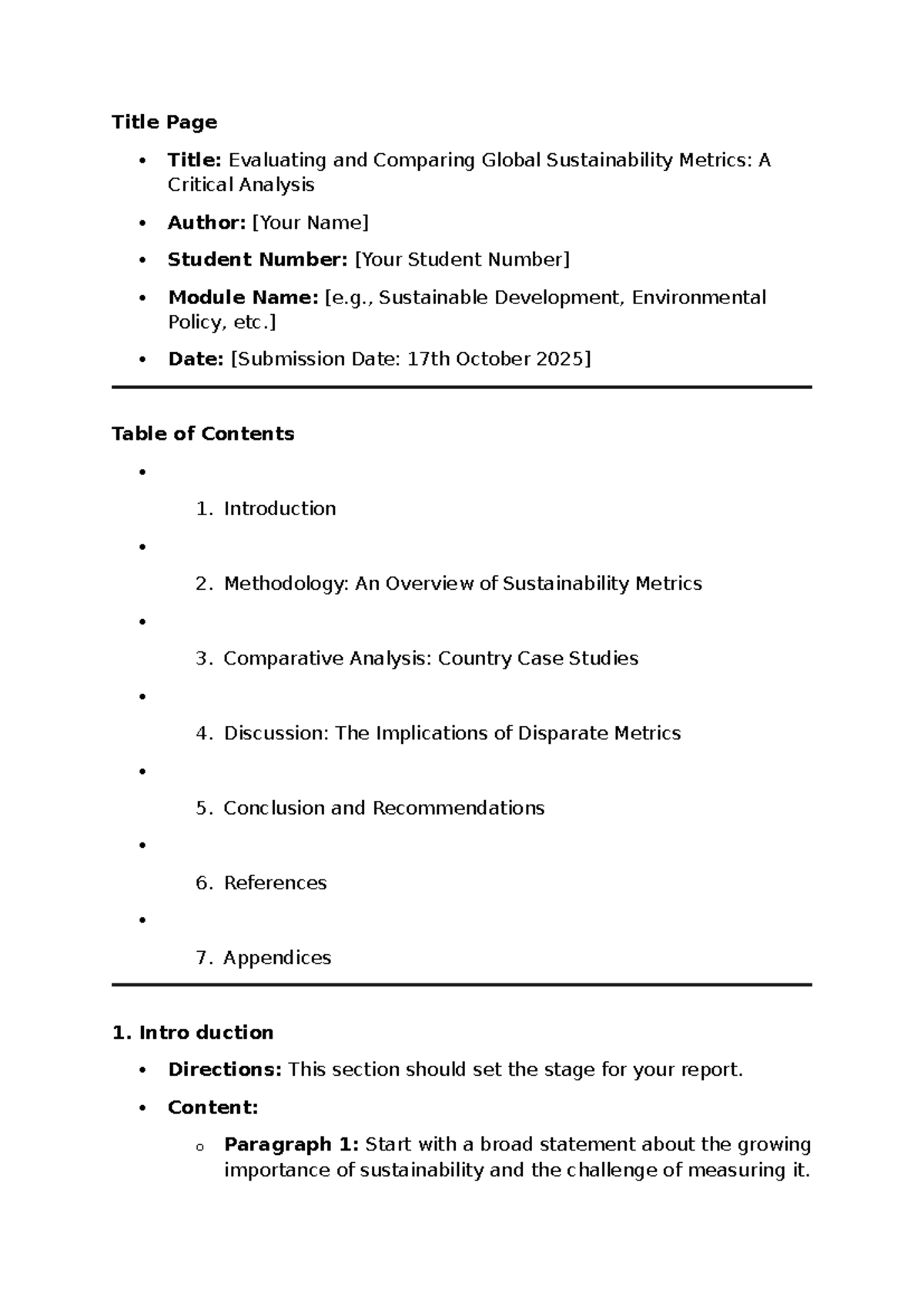 Sustainable Development Analysis: Global Metrics Comparison (SD 101 ...