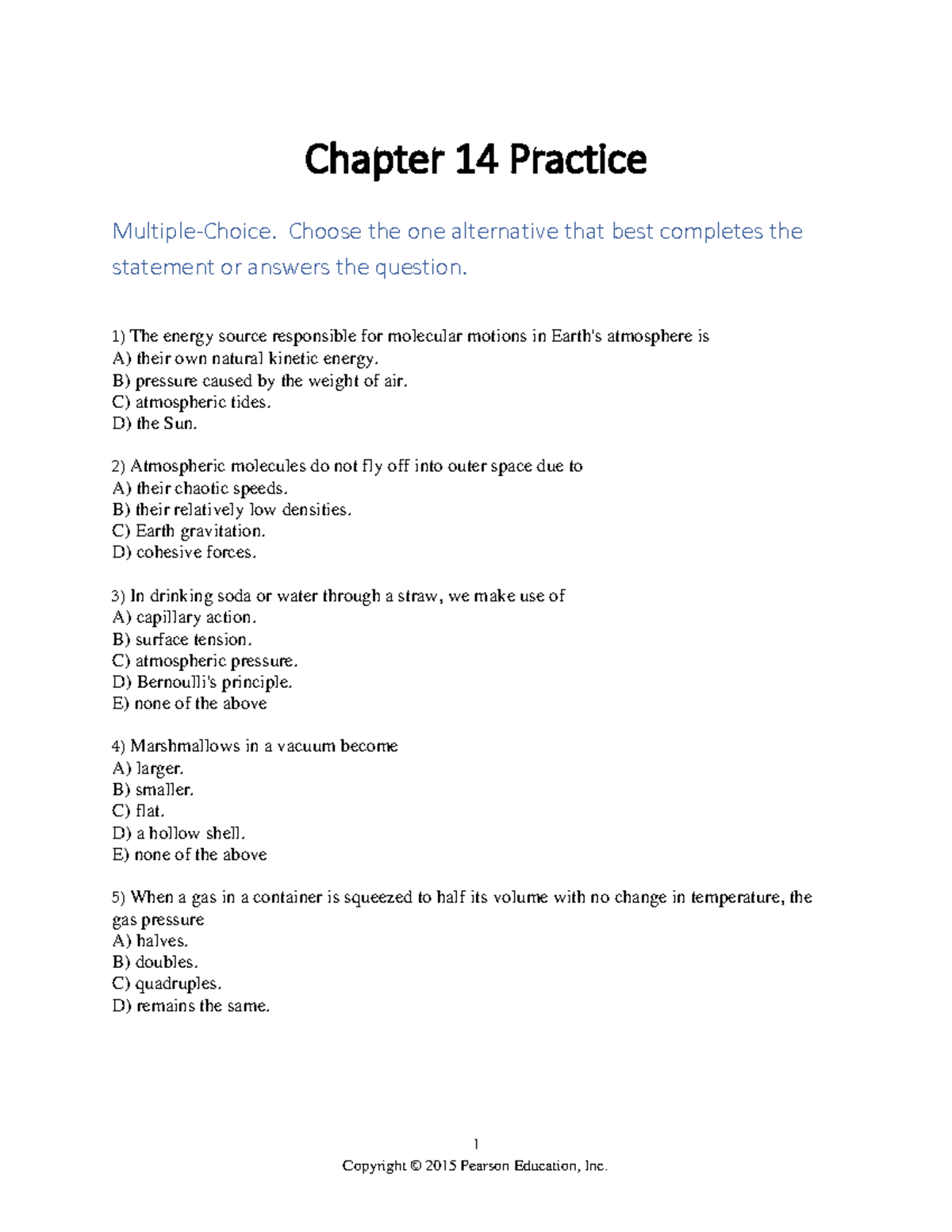 Chapter 14 Gases Practice Test Questions and Answers - Studocu