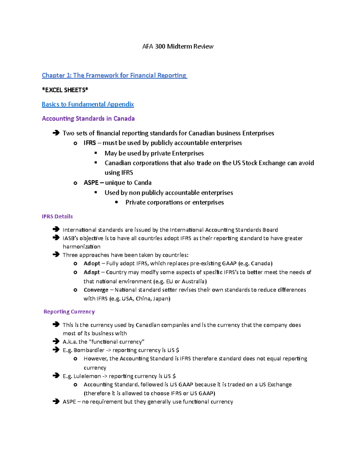 AFA 300 Midterm Exam Study Guide: Financial Reporting Framework ...