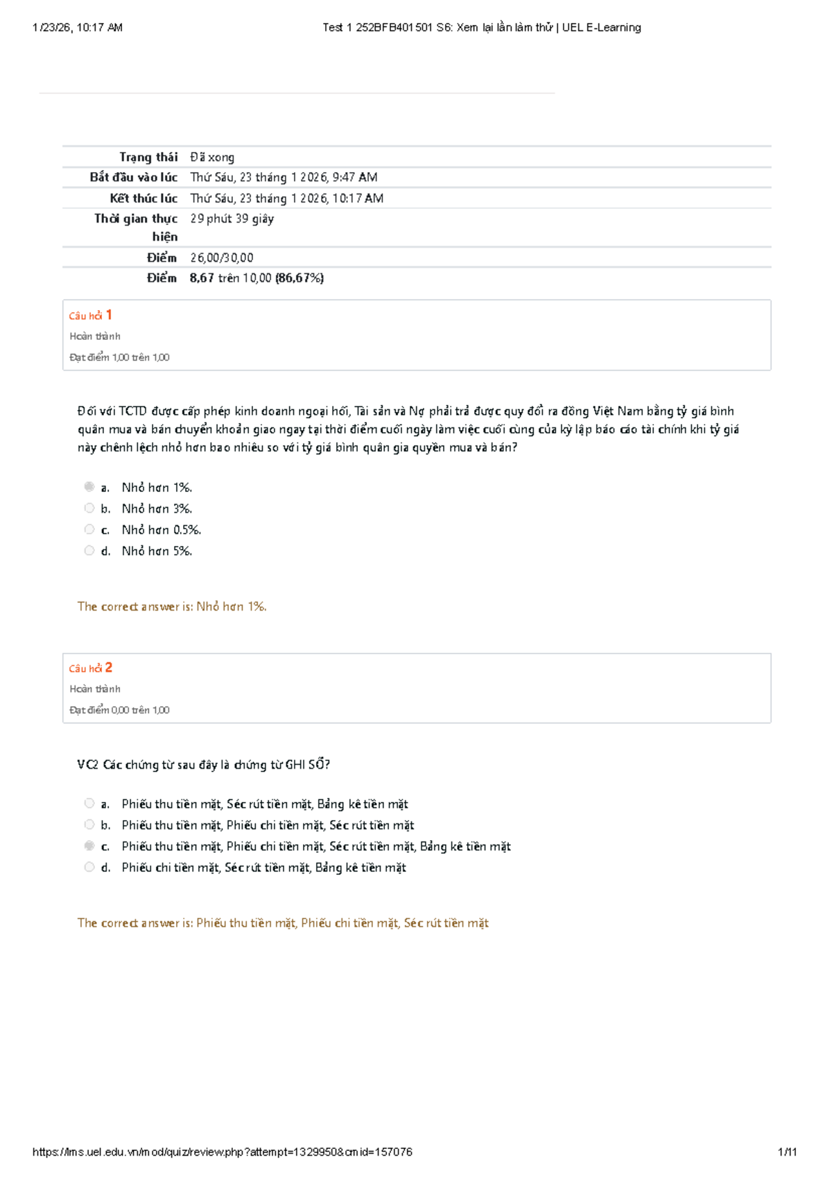 Test 1 Review 252BFB401501 S6: UEL E-Learning Practice - Studocu