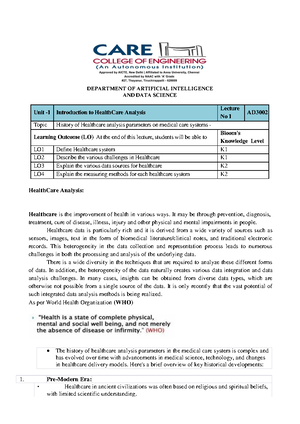 HCA UNIT 5 - HCA Notes - PREDICTING MORTALITY FOR CARDIOLOGY PRACTICE ...