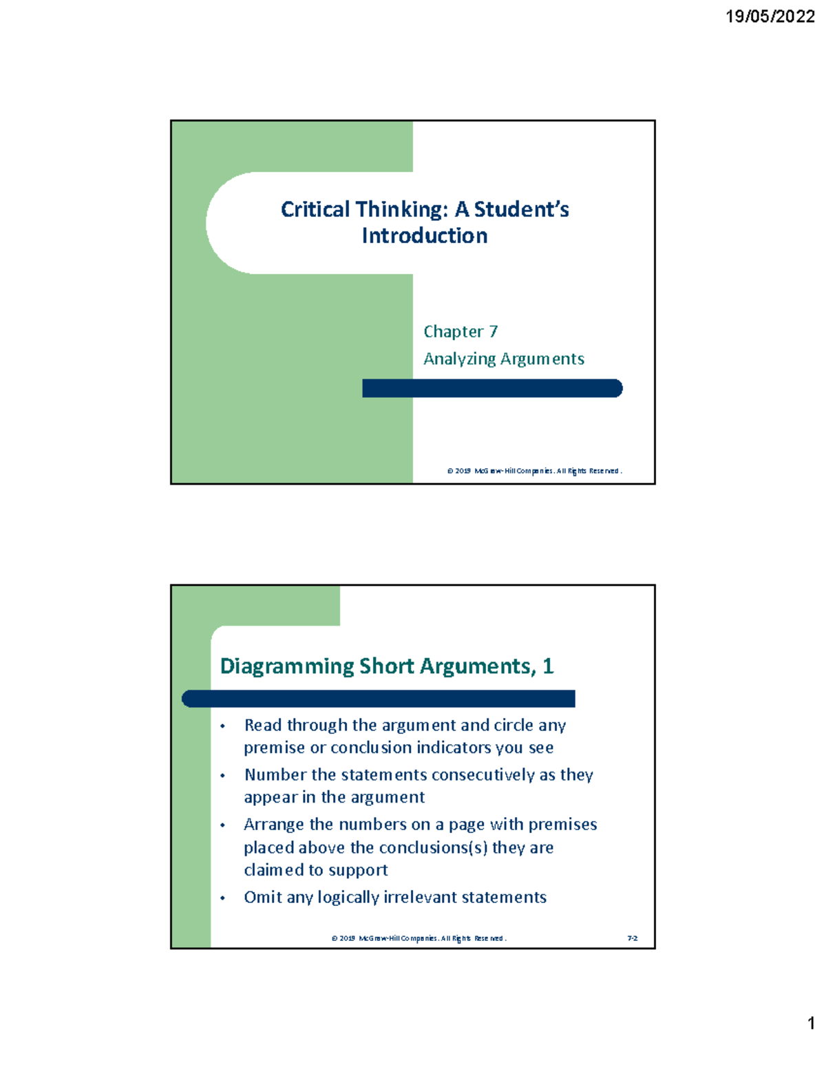 Chapter 7 - Analyzing Arguments in Critical Thinking - Studocu