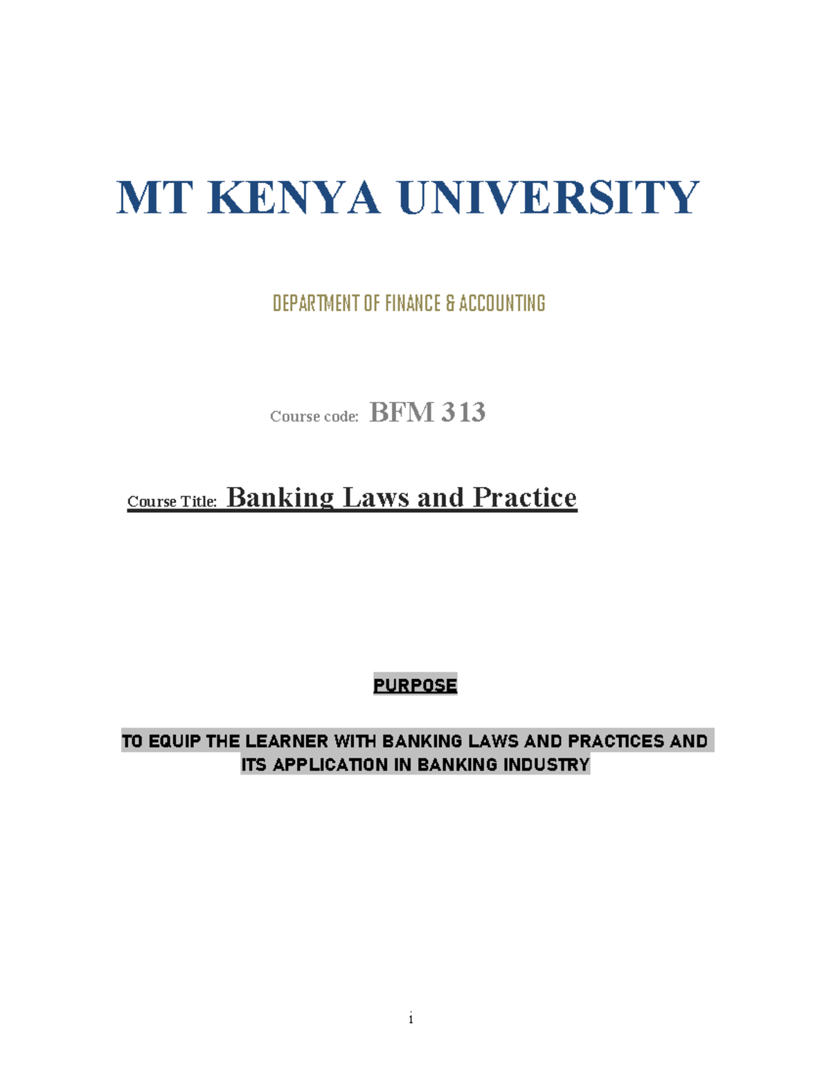 BFM 313: Comprehensive Lecture Notes on Banking Laws & Practice - Studocu