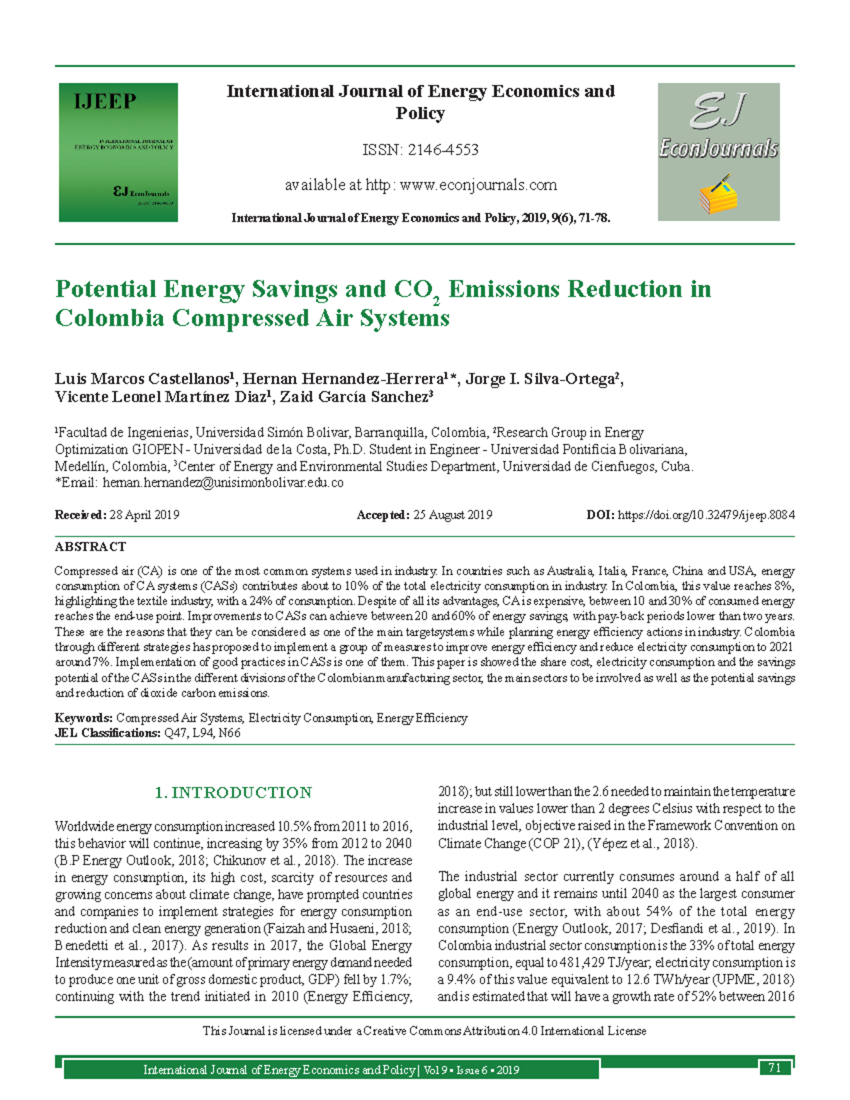 Potential Energy Savings and CO2 Emissions Reduction in Colombia ...