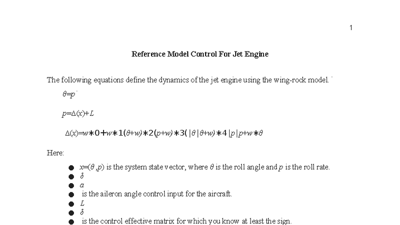 Reference Model Control For Jet Engine F - Reference Model Control For ...