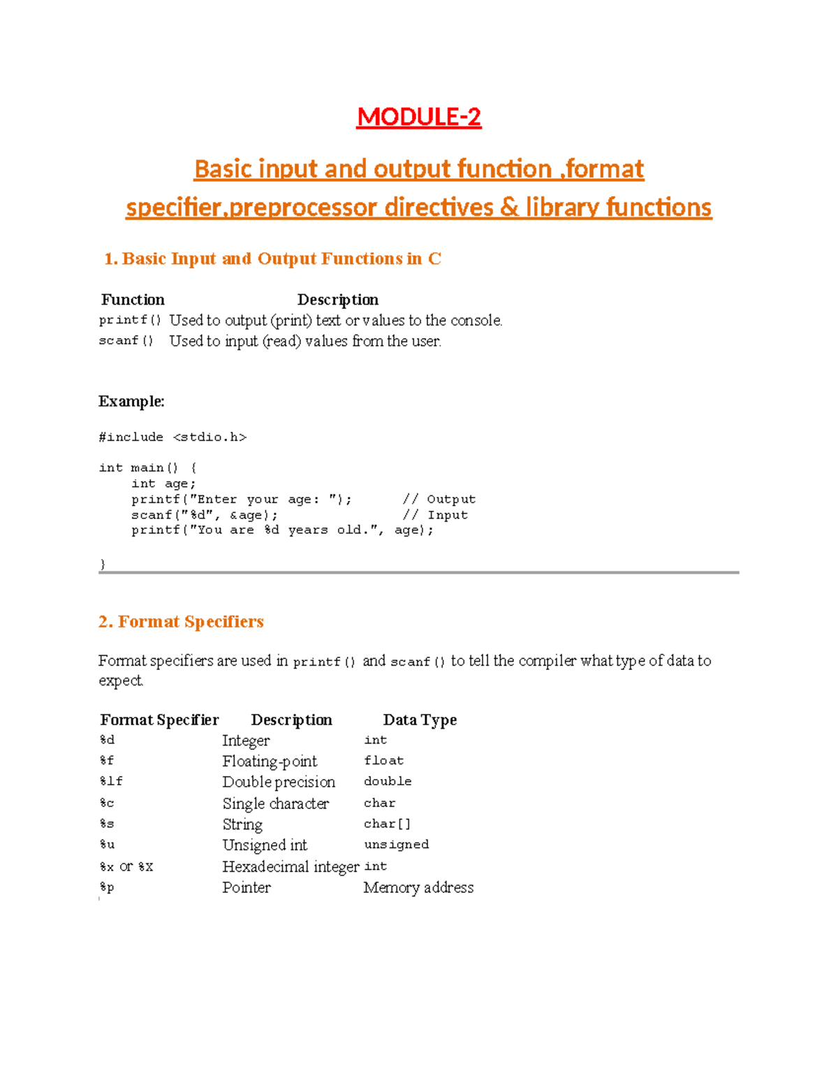 ECP Module 2-5: Essential C Programming Concepts and Functions - Studocu