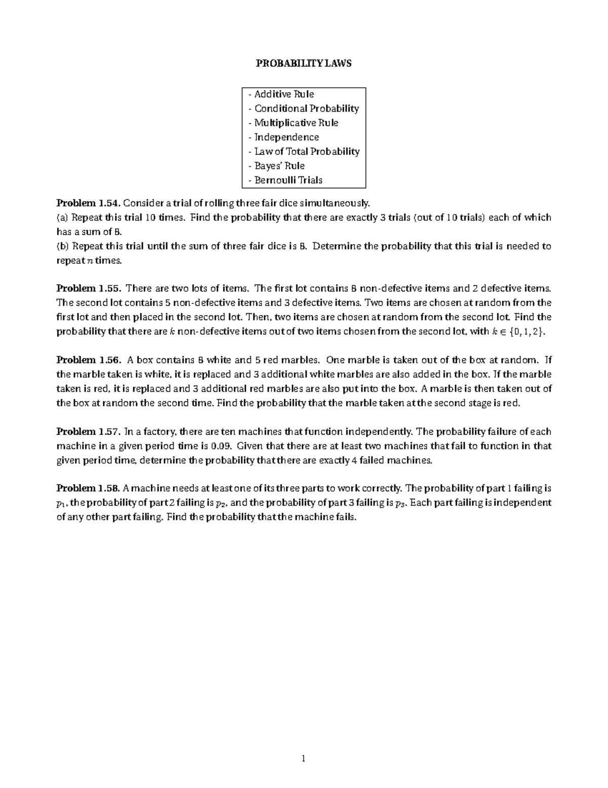Chapter 1 Exercises on Probability Laws - MI2036 - Studocu