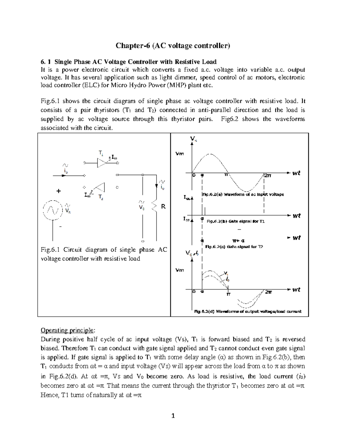 Chap-6: Single Phase AC Voltage Controller with Resistive Load - Studocu
