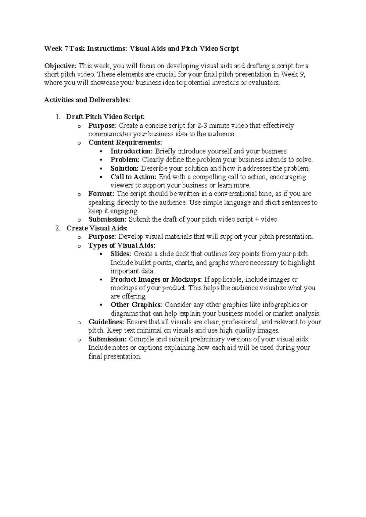 Week 7+8 Task - referance - Week 7 Task Instructions: Visual Aids and ...