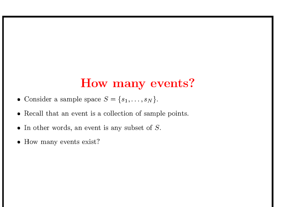 Probability Events and Sample Spaces: Lecture Notes (Course Code ...
