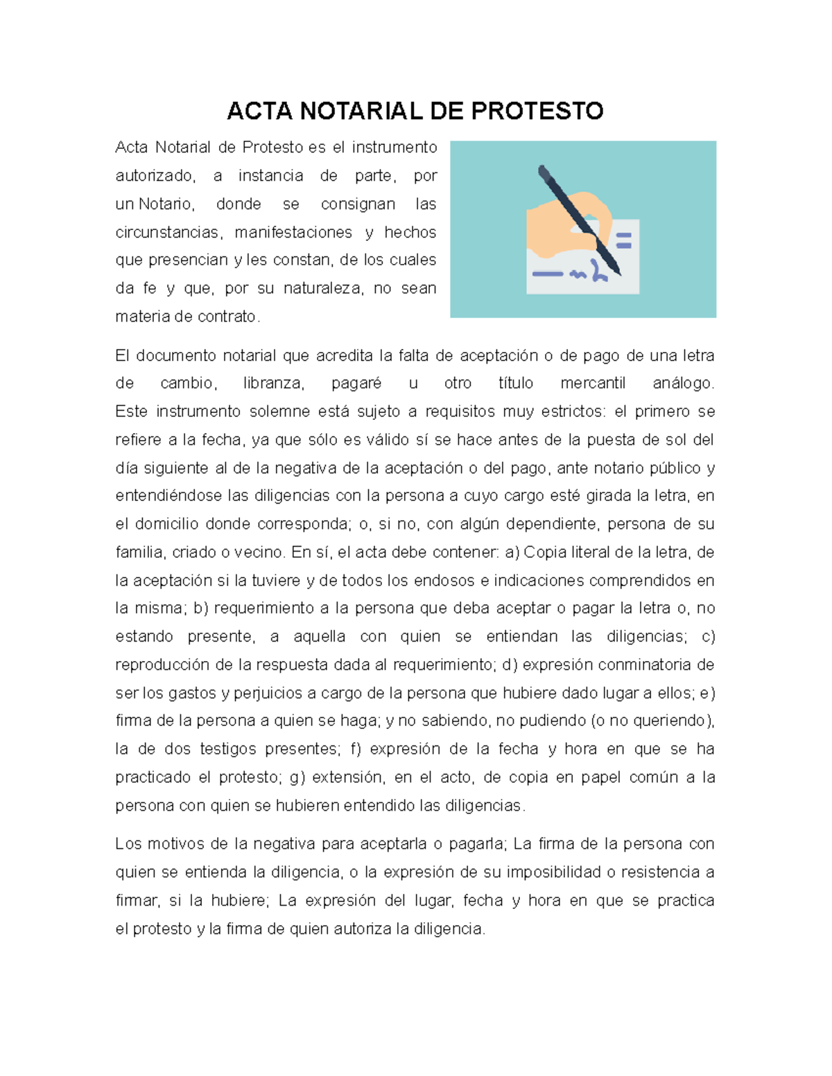 Acta Notarial de Protesto: Requisitos y Procedimientos Clave - Studocu