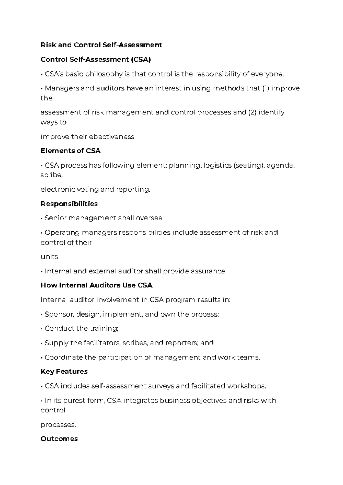 Risk and Control: Understanding Control Self-Assessment (CSA ...