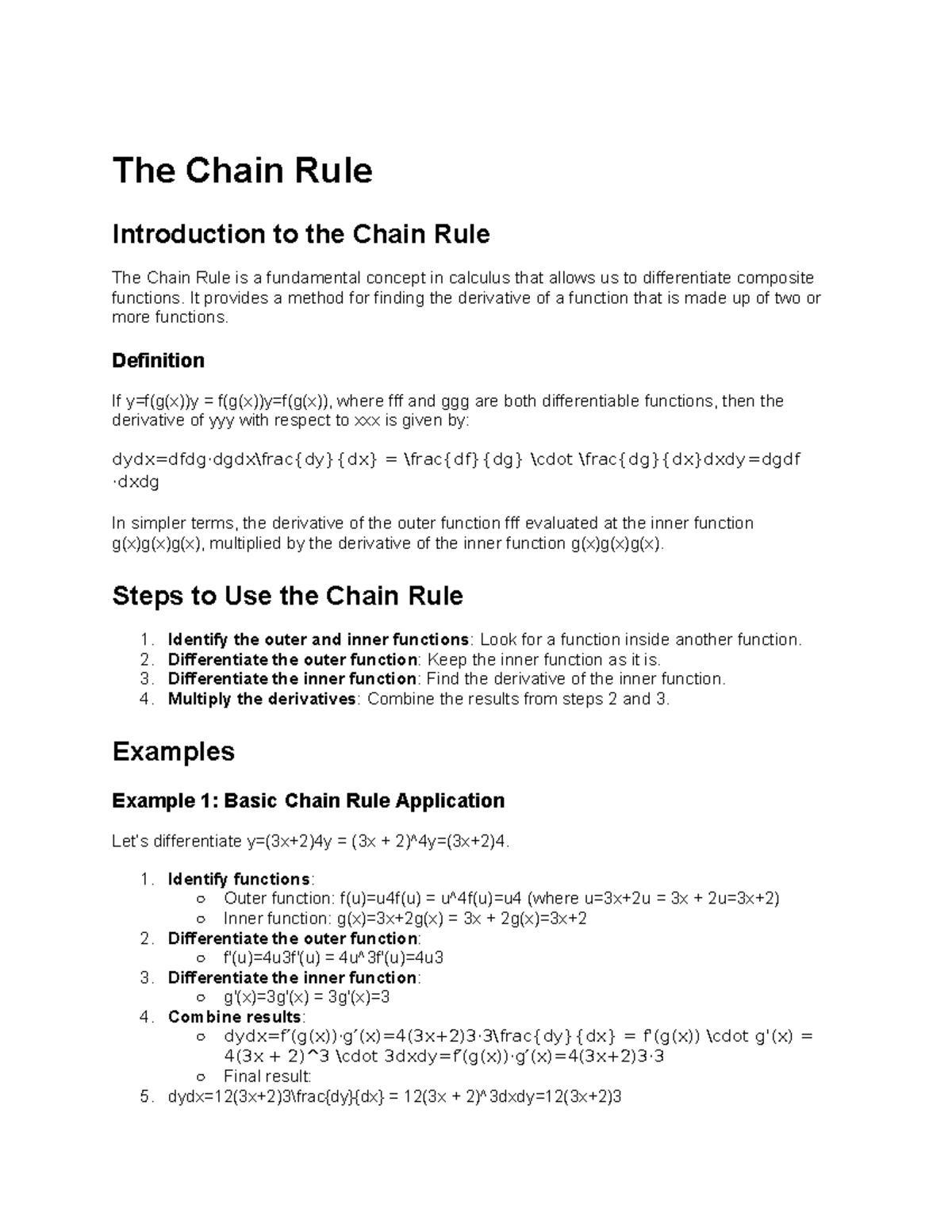 Chain rule lecture notes for calculus (MATH 101) - Studocu