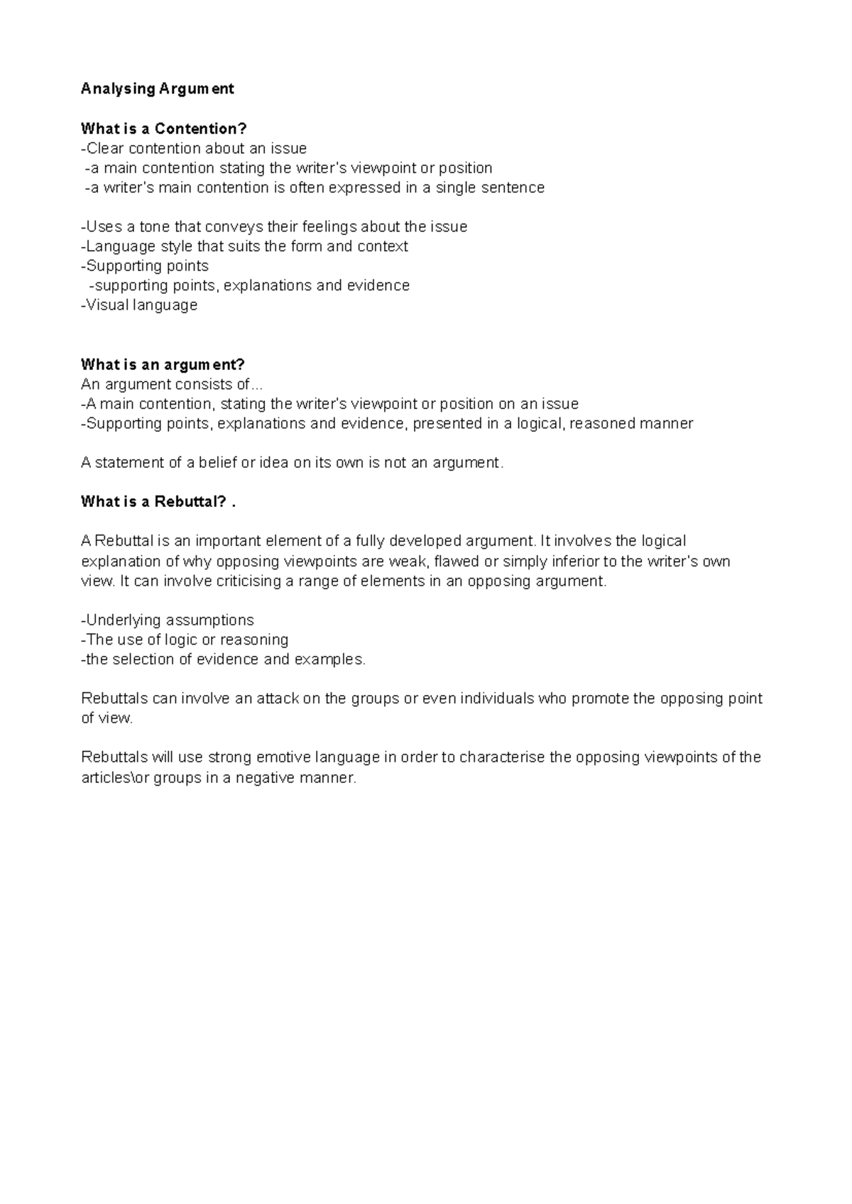 Analysing Arguments: Key Elements of Effective Argumentation - Studocu