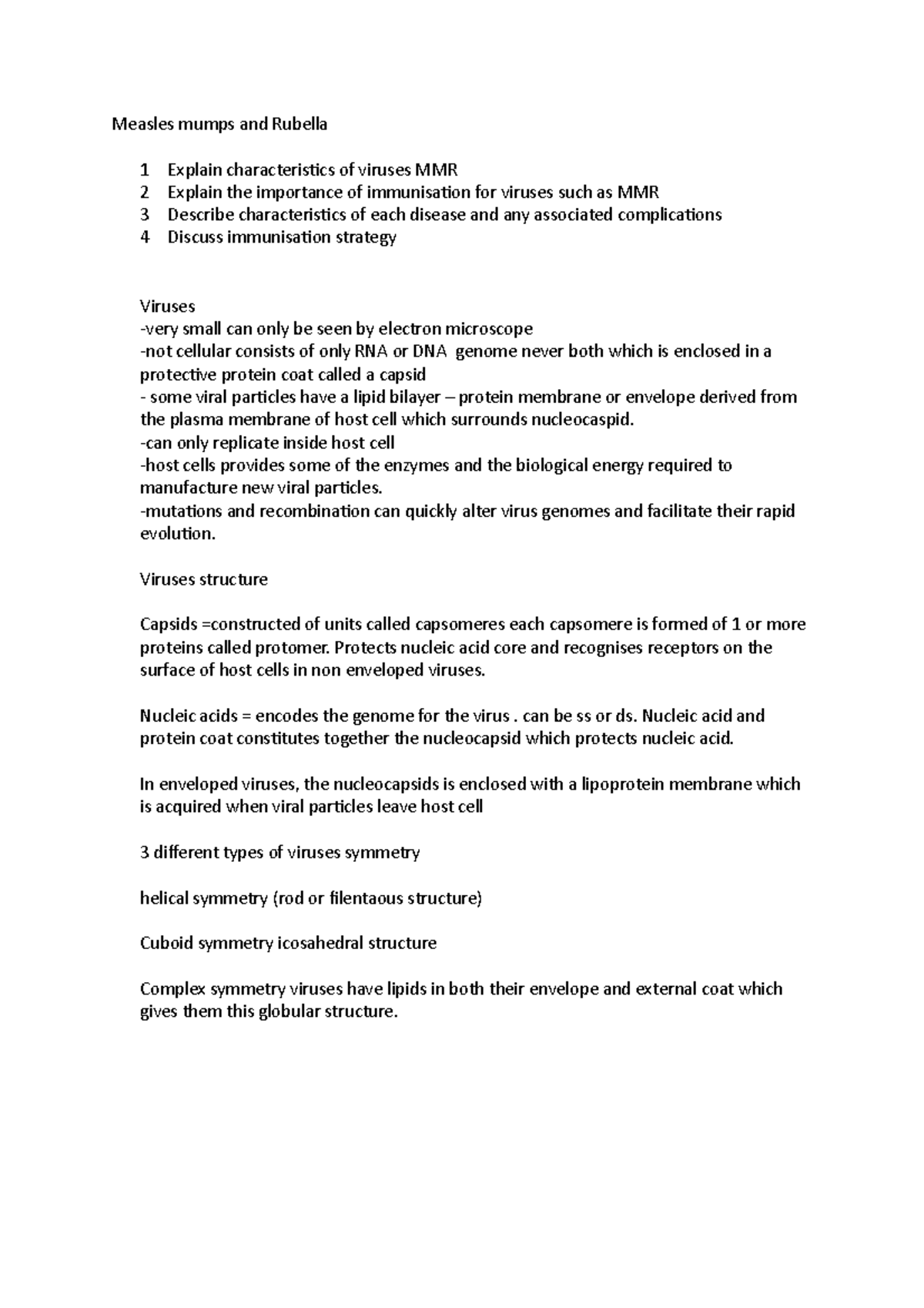 Measles mumps and Rubella notes - Measles mumps and Rubella 1 Explain ...