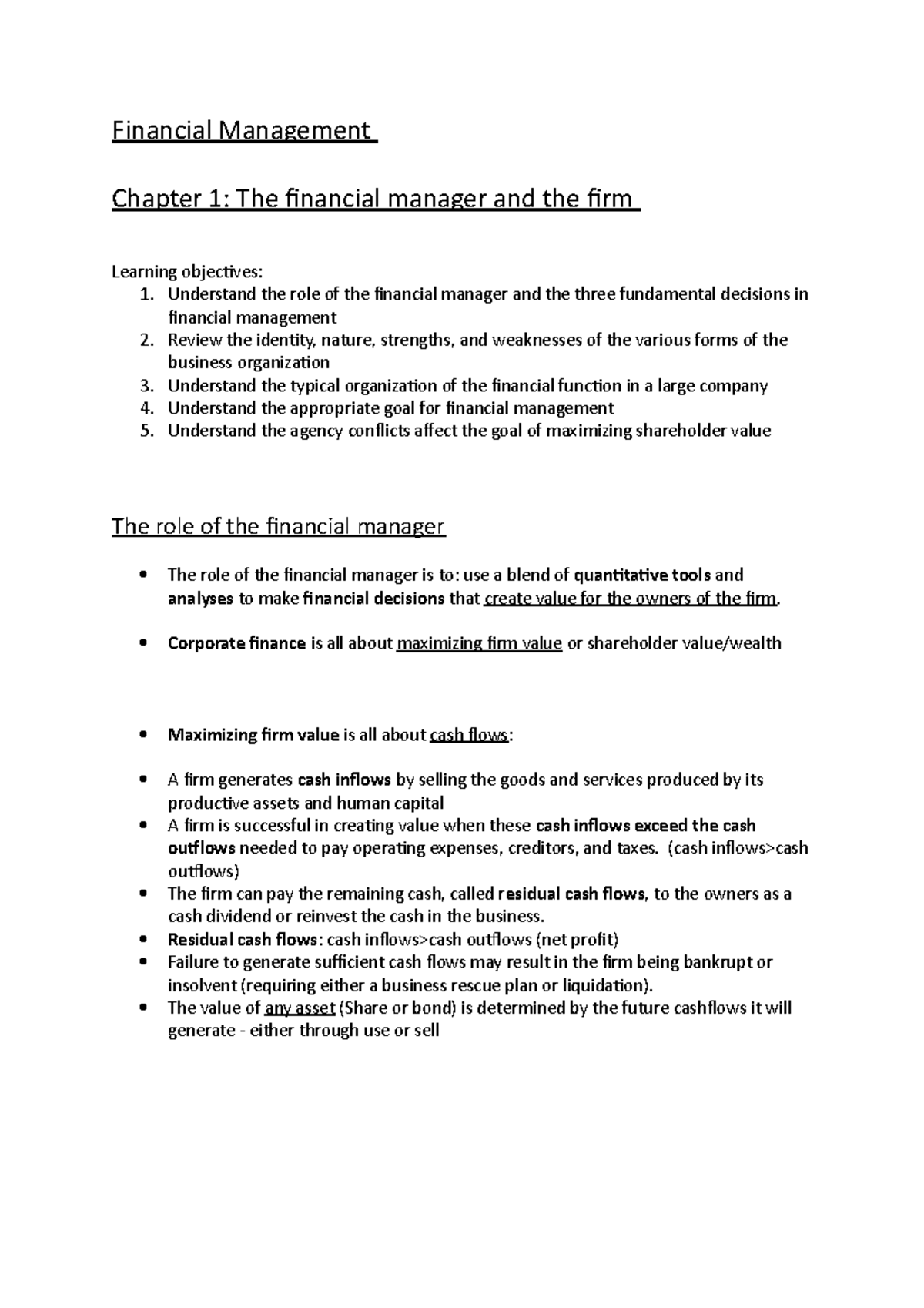 Module 1 - Week 1 Finance Management Lecture Notes - Studocu