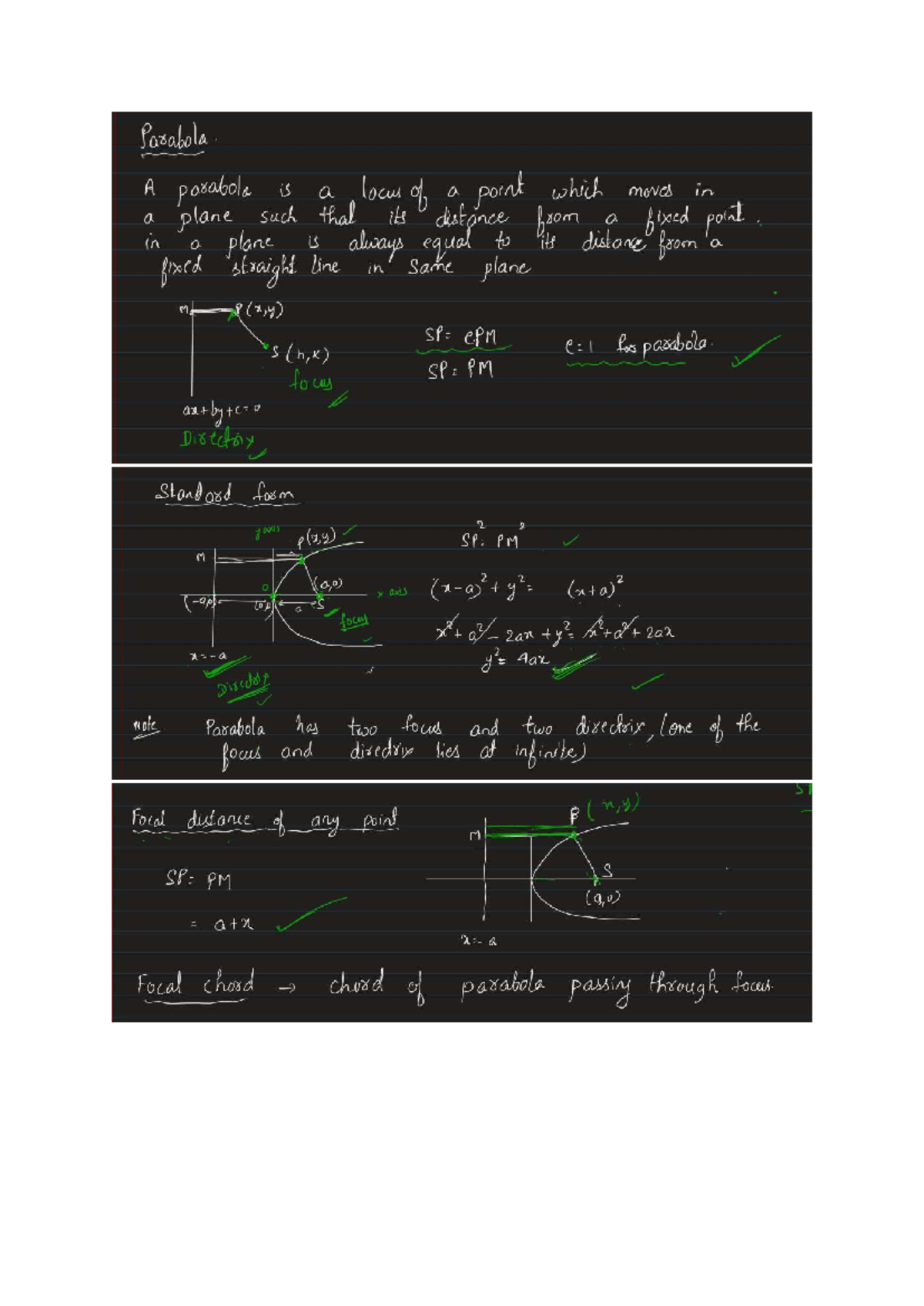 Conic section 2 notes: Understanding parabolas and their properties ...
