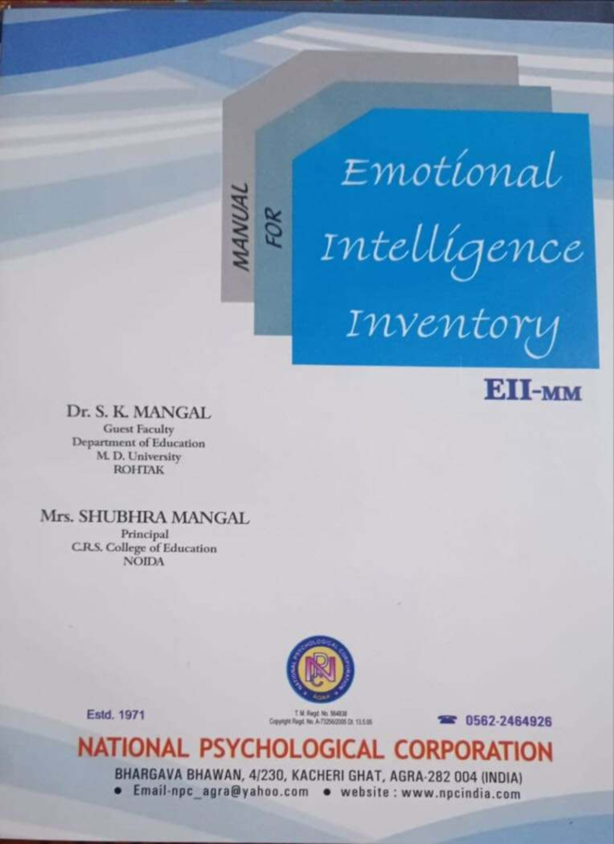 Manual for Emotional Intelligence Inventory (MEII) by Dr. S.K. Mangal ...