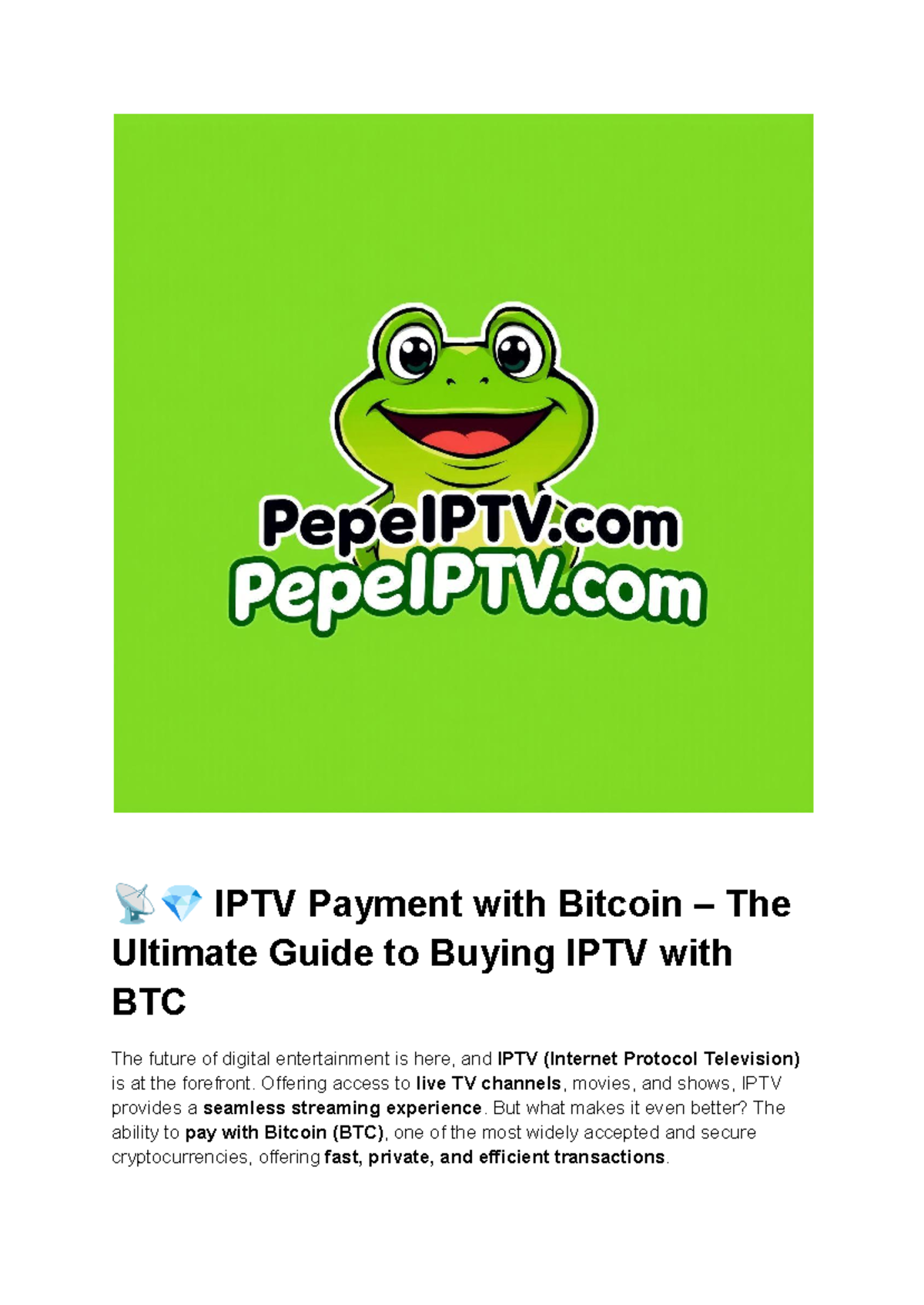 Guide to IPTV Payment with Bitcoin (BTC) - Enjoy Streaming Benefits! -  Studocu