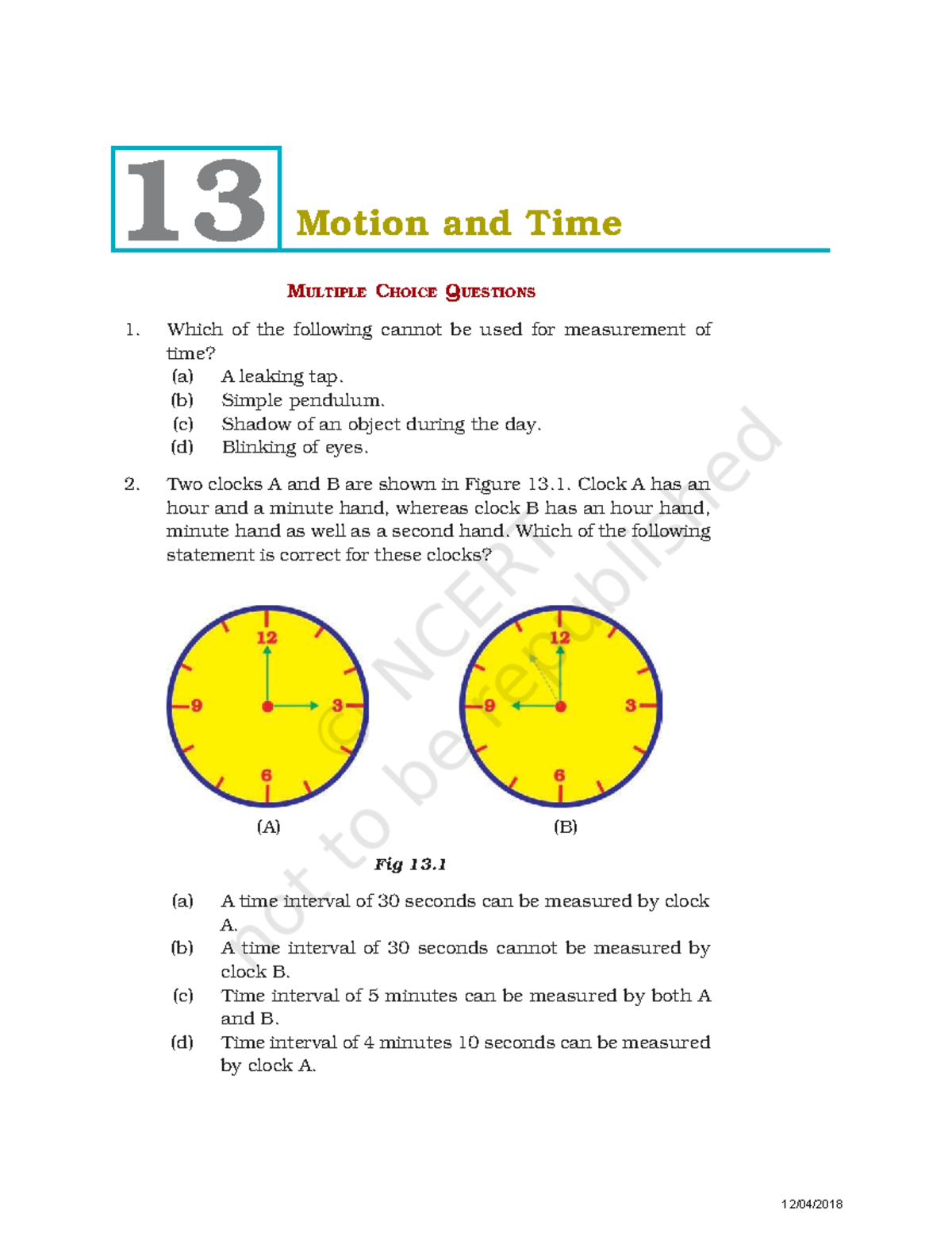 Geep113 - Motion and Time: MCQs, Short & Long Answer Questions - Studocu