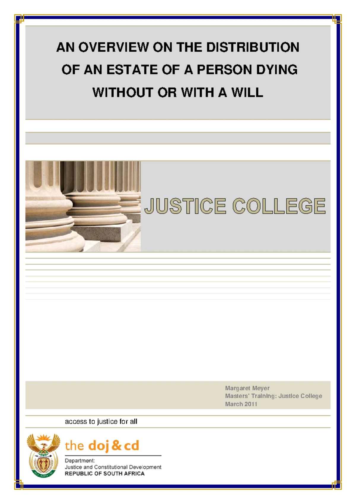 Intestate Succession Distribution Spouse & Children (SA Law) Studocu