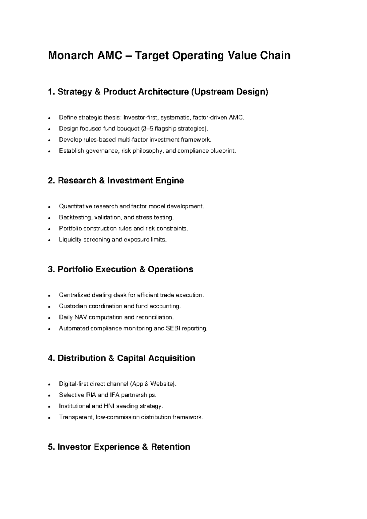 Monarch AMC Target Operating Value Chain: Strategy & Execution Overview ...