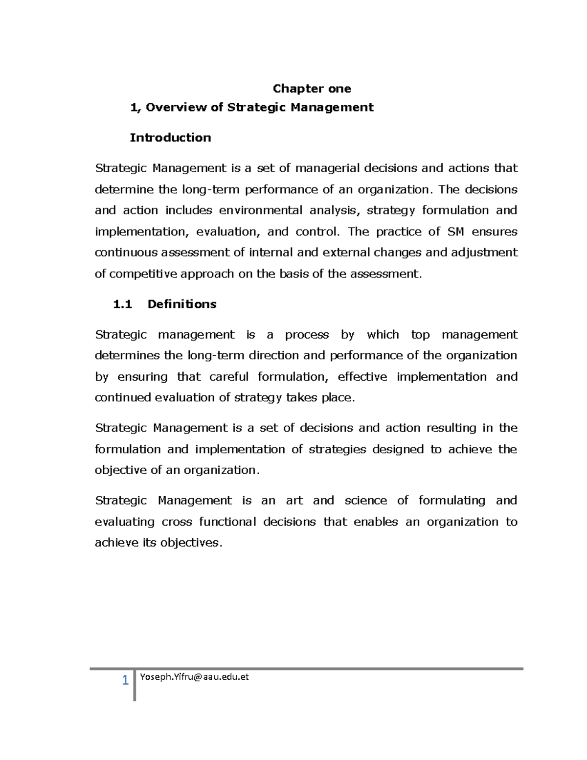 Chapter 1: Overview of Strategic Management - Key Concepts and ...