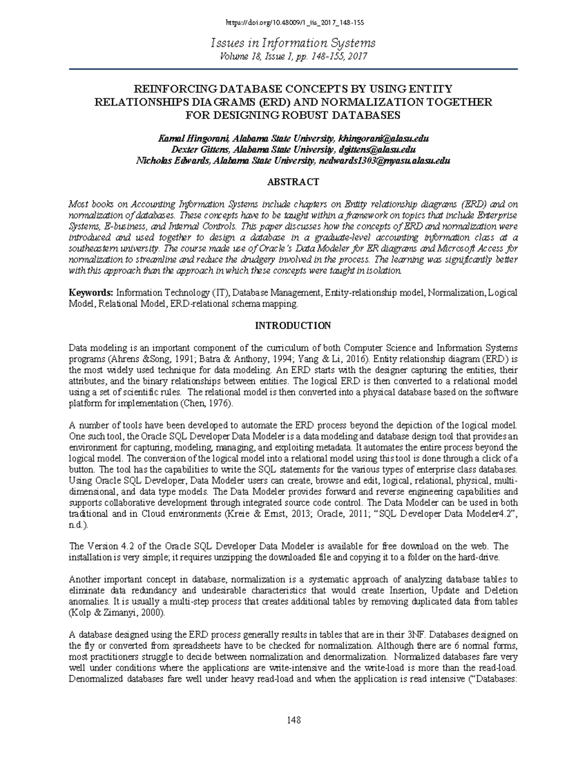 Designing Robust ERD - Issues in Information Systems Volume 18, Issue 1 ...
