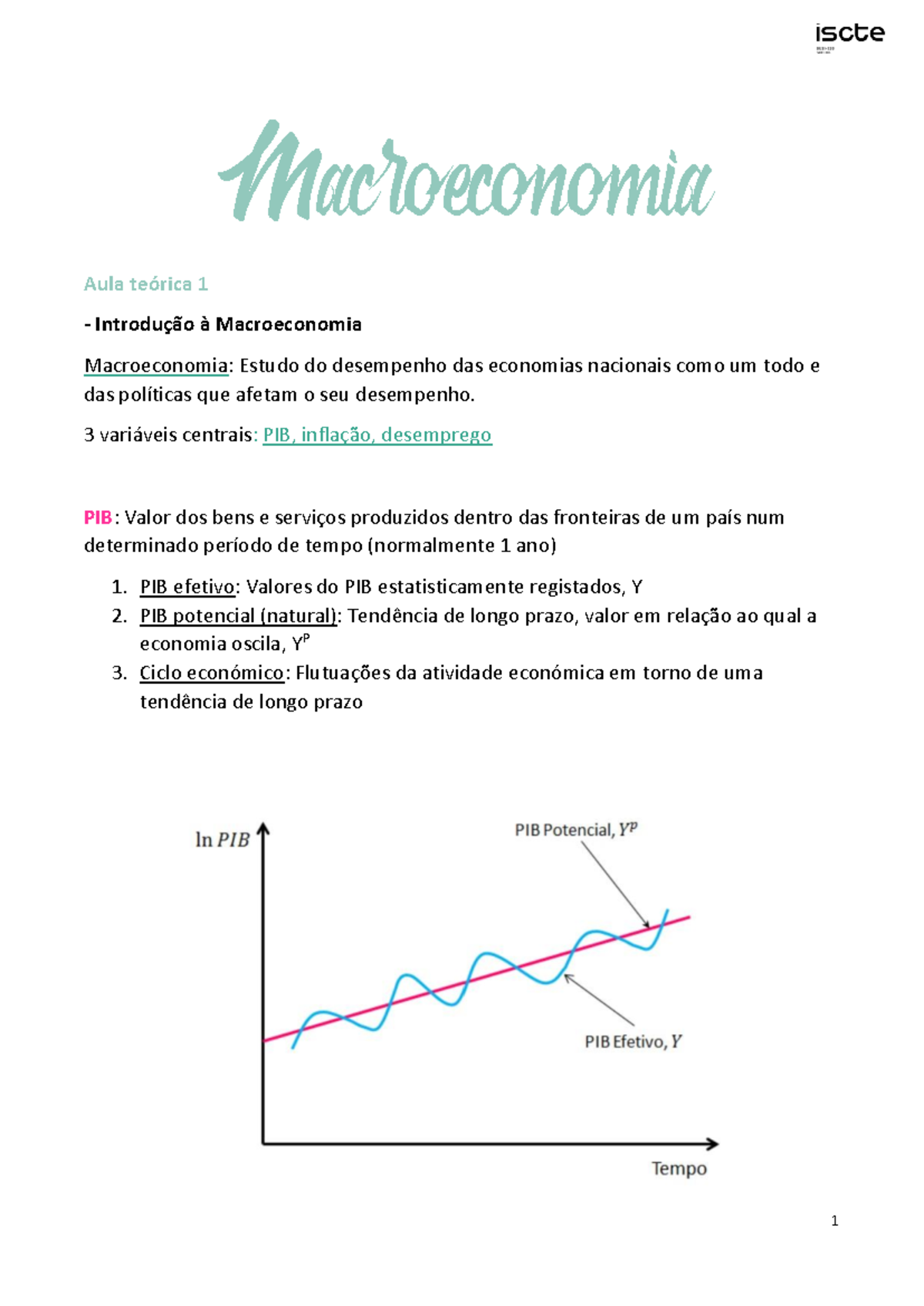 Resumos de Macroeconomia ISCTE: Conceitos e Teorias Fundamentais - Studocu