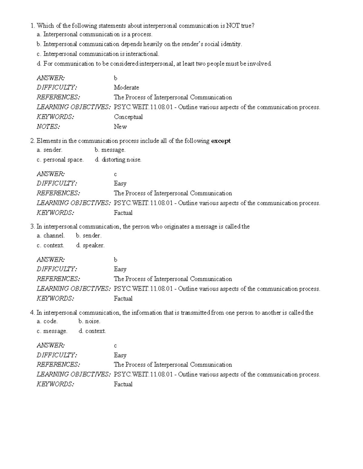 Chapter 08: Key Concepts in Interpersonal Communication (PSYC.WEIT.11 ...