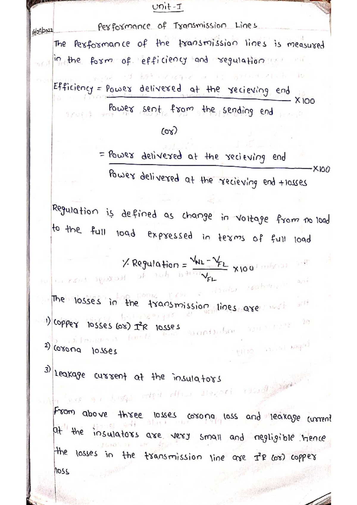 PS-2 Notes: Performance Analysis of Transmission Lines - Studocu
