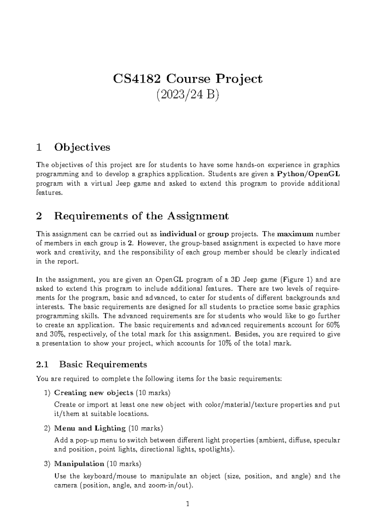 CS4182 Project Guidelines for 2023/24: Graphics Programming and Jeep ...