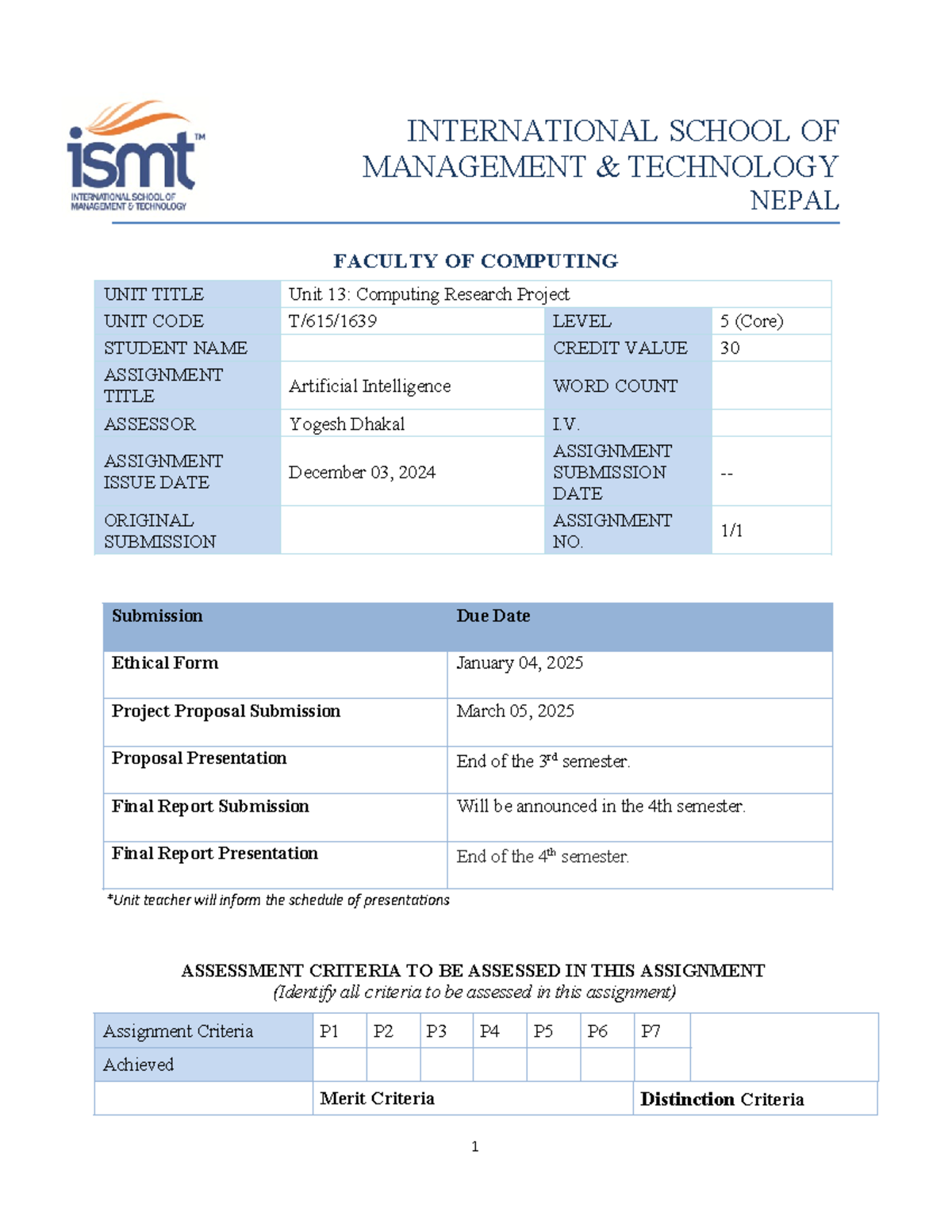 Assignment T/615/1639: Computing Research Project on AI - Studocu