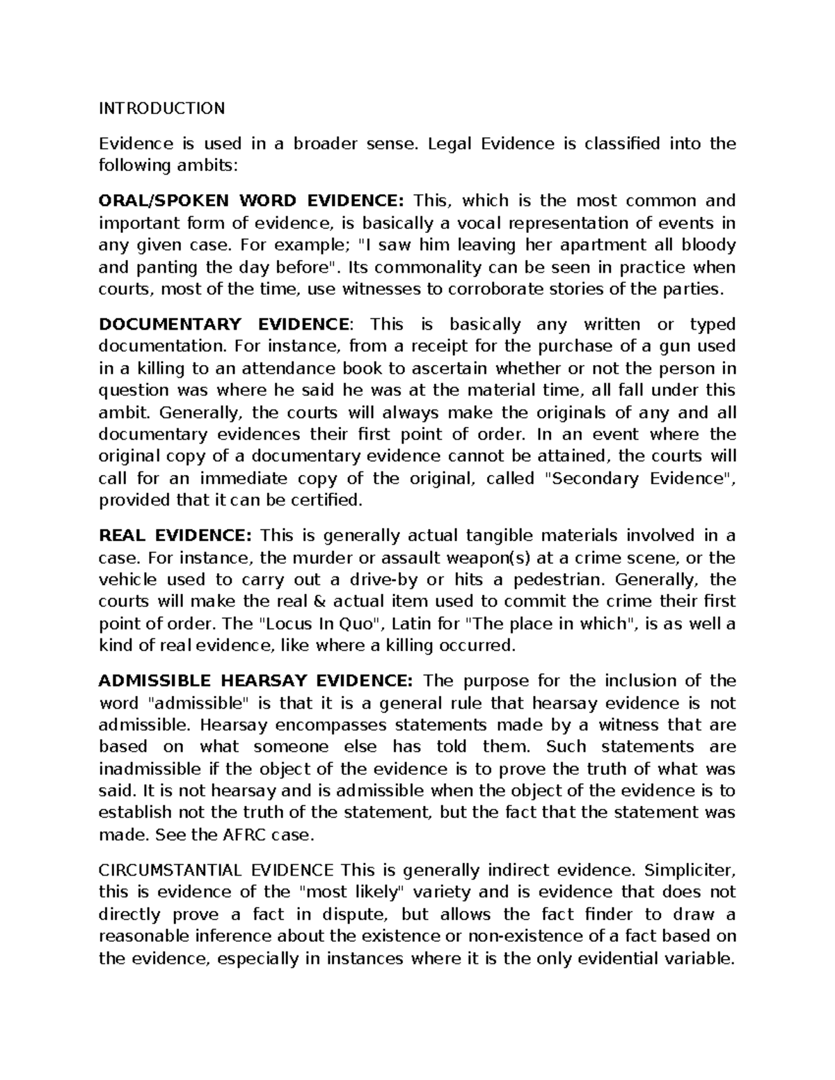 Evidence: Burden & Standard of Proof in Criminal Cases (LAW 101) - Studocu