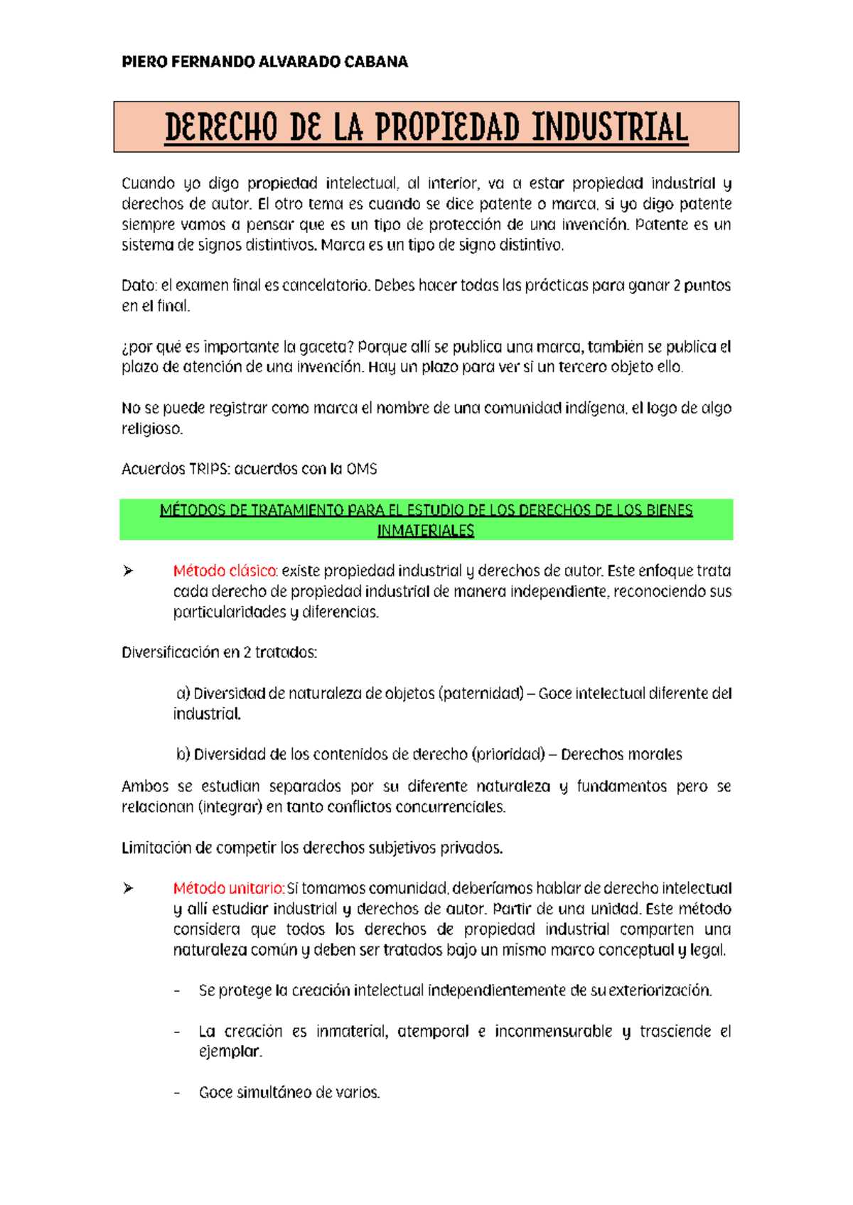 Apuntes Hasta EL Parcial - DERECHO DE LA PROPIEDAD INDUSTRIAL Cuando yo ...