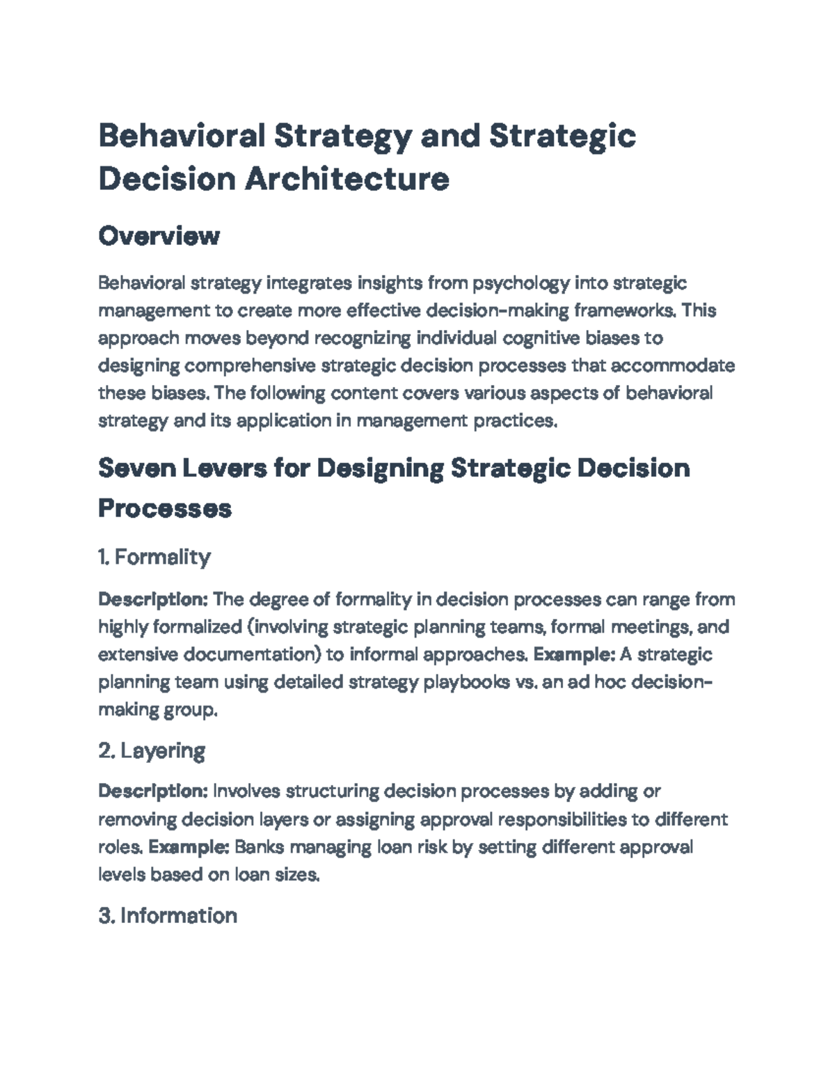 Behavioral Strategy in Decision-Making: Levers for Effective Management ...