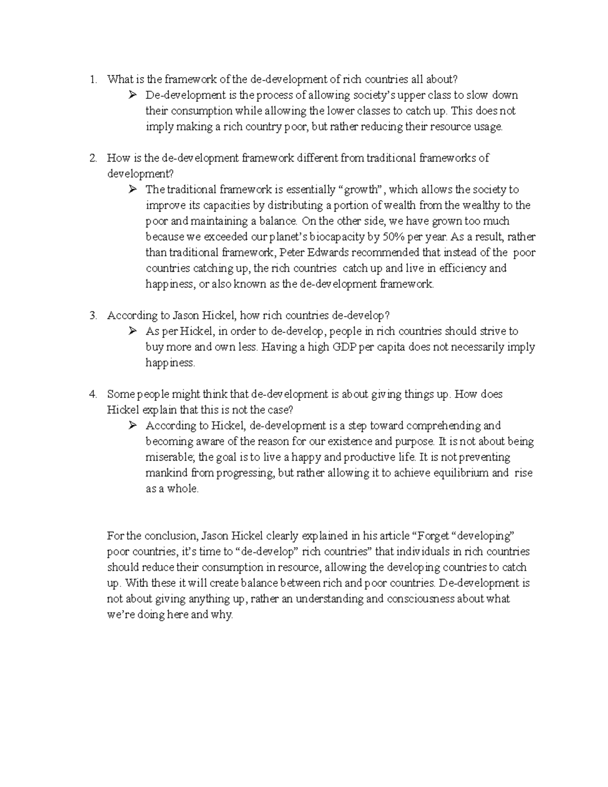3.1 Assignment - Exploring the Concept of De-development - Studocu