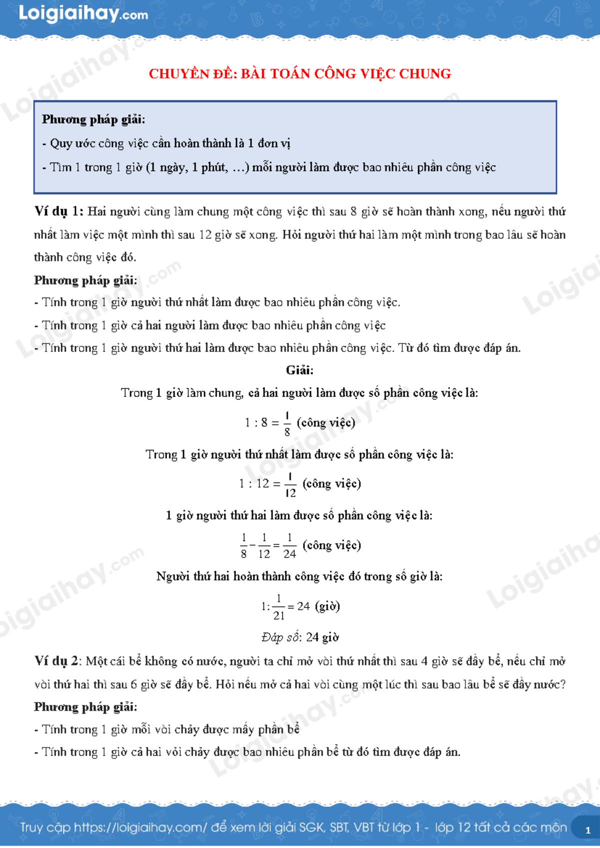 ĐỀ THI: TOÁN CÔNG VIỆC CHUNG VÀ RIÊNG LỚP 5 NÂNG CAO - Studocu